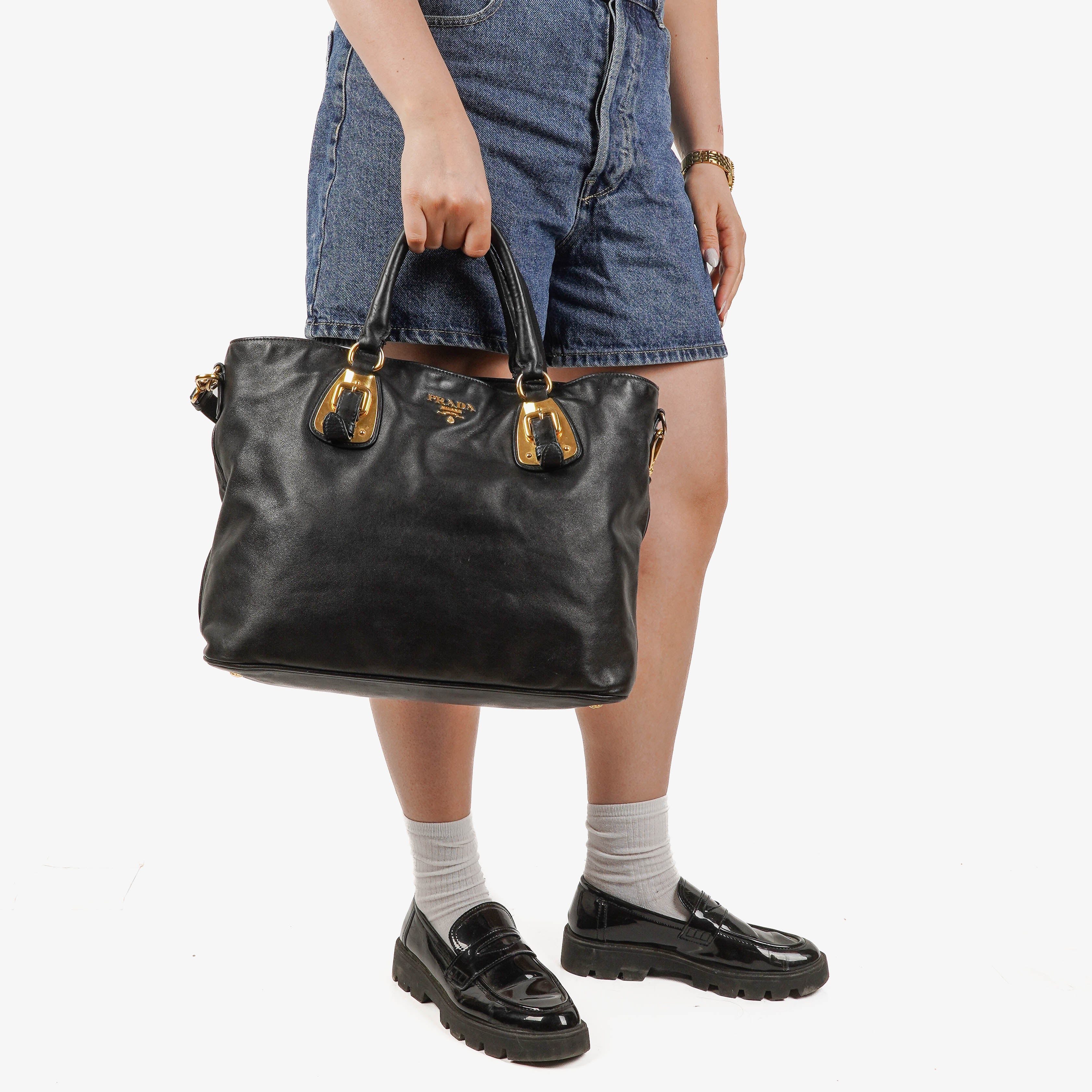 Prada Nero Leather Tote Bag