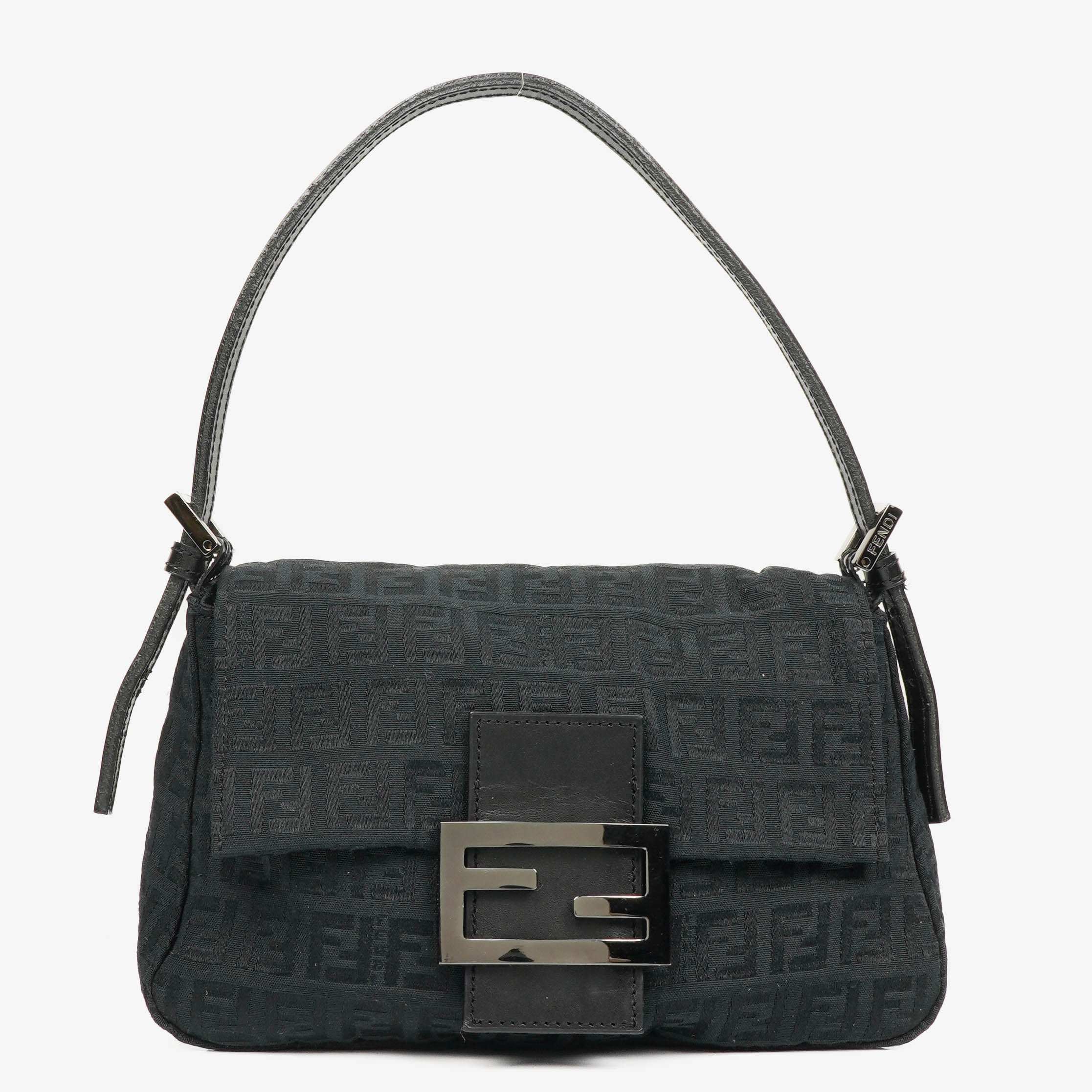Fendi Black Mamma Baguette Zucchino Shoulder Bag