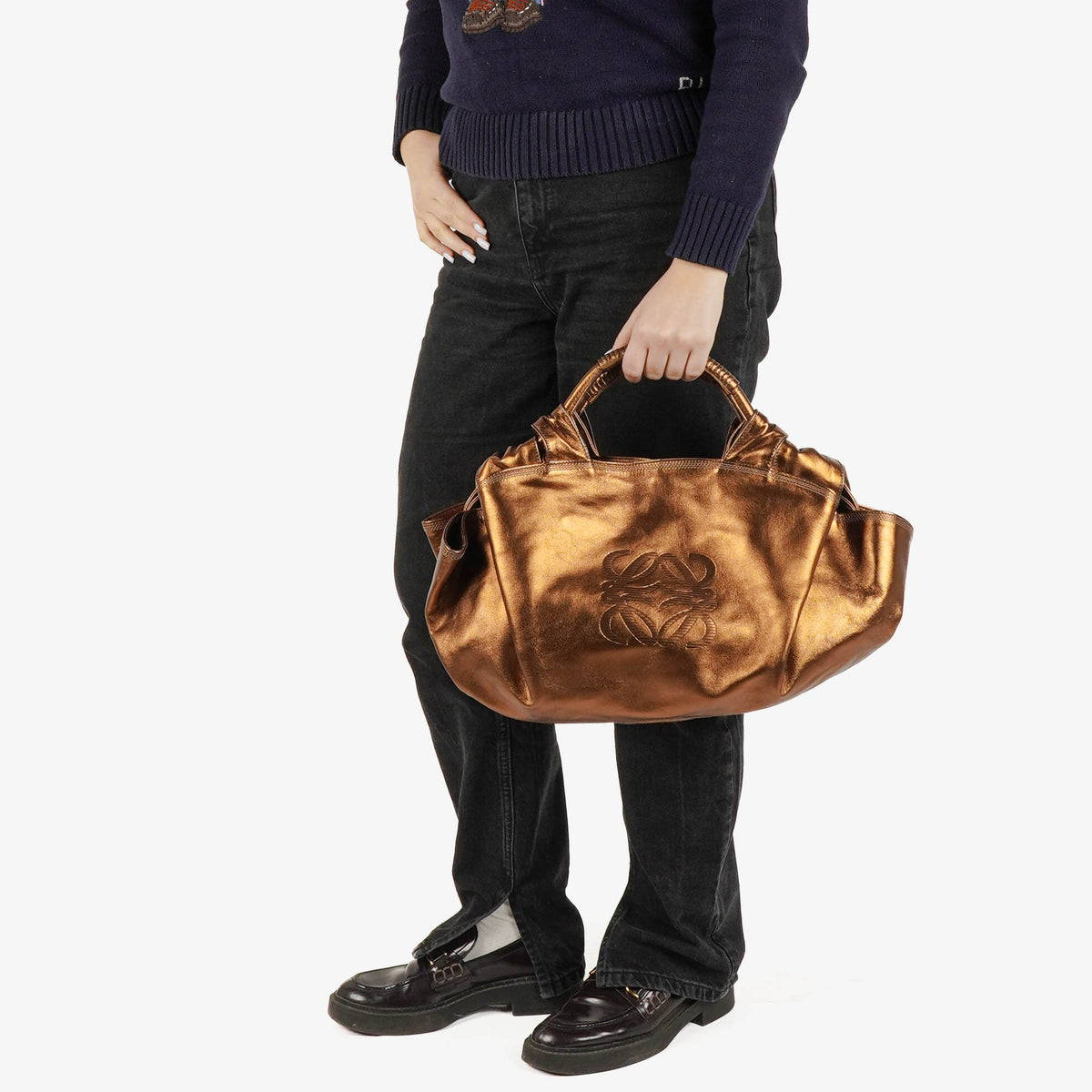 Loewe Bronze Aire Nappa Anagram Shoulder Bag