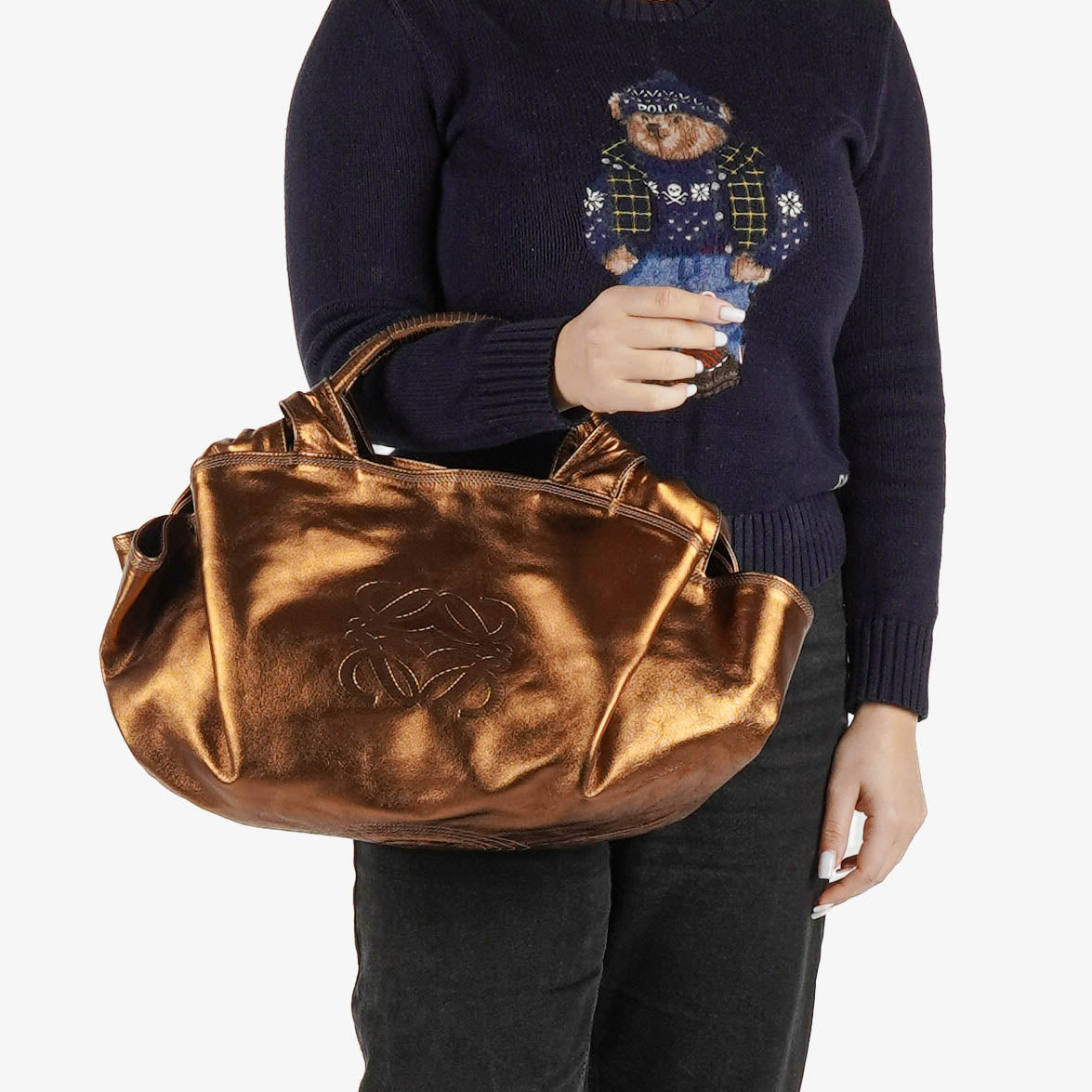 Loewe Bronze Aire Nappa Anagram Shoulder Bag