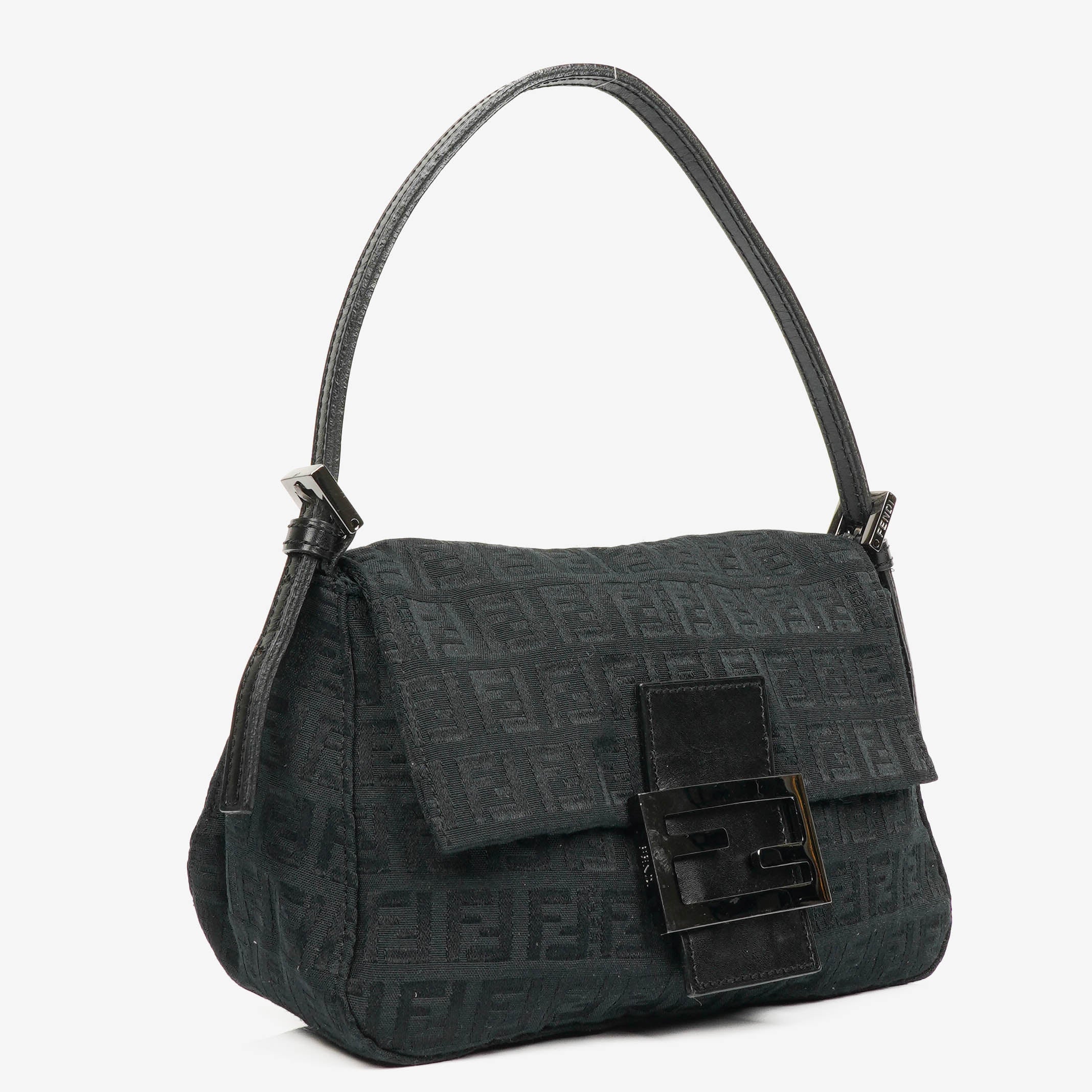 Fendi Black Mamma Baguette Zucchino Shoulder Bag