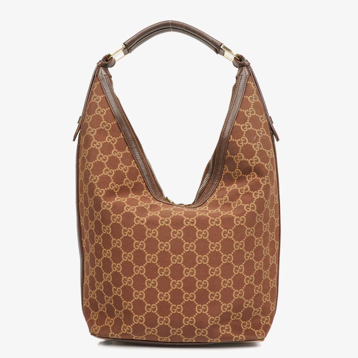 Gucci Brown Monogram Canvas and Leather Hobo Shoulder Bag