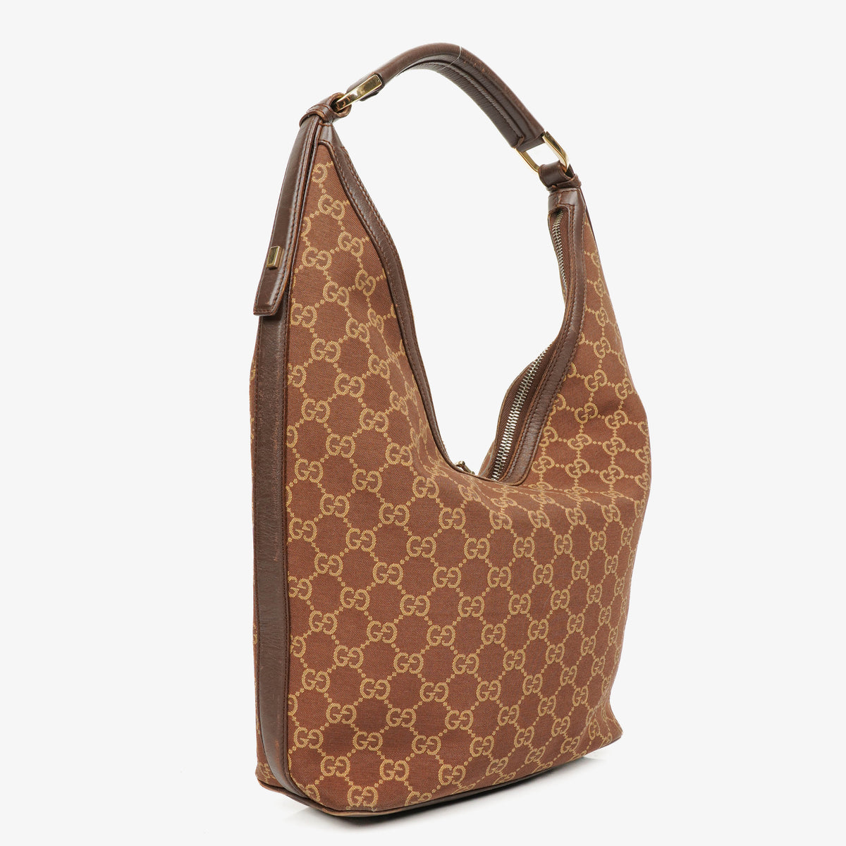Gucci Brown Monogram Canvas and Leather Hobo Shoulder Bag
