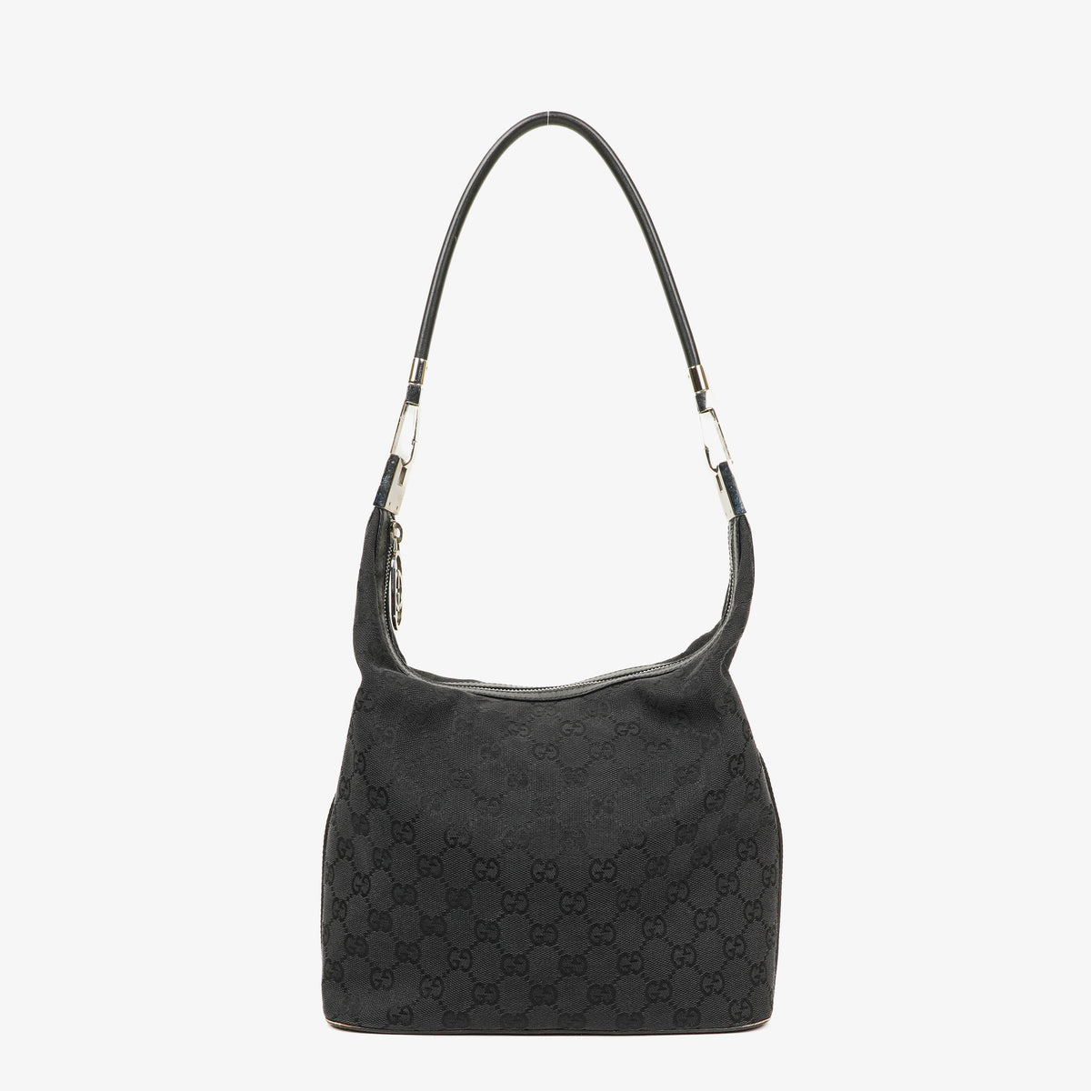 Gucci Black GG Canvas Shoulder Hobo Bag