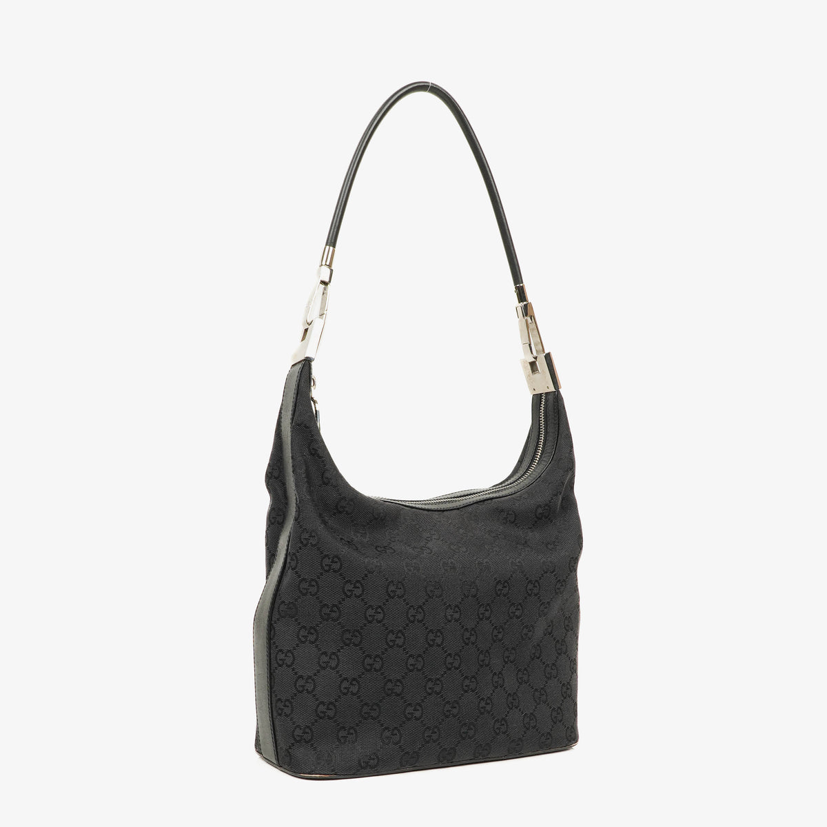 Gucci Black GG Canvas Shoulder Hobo Bag