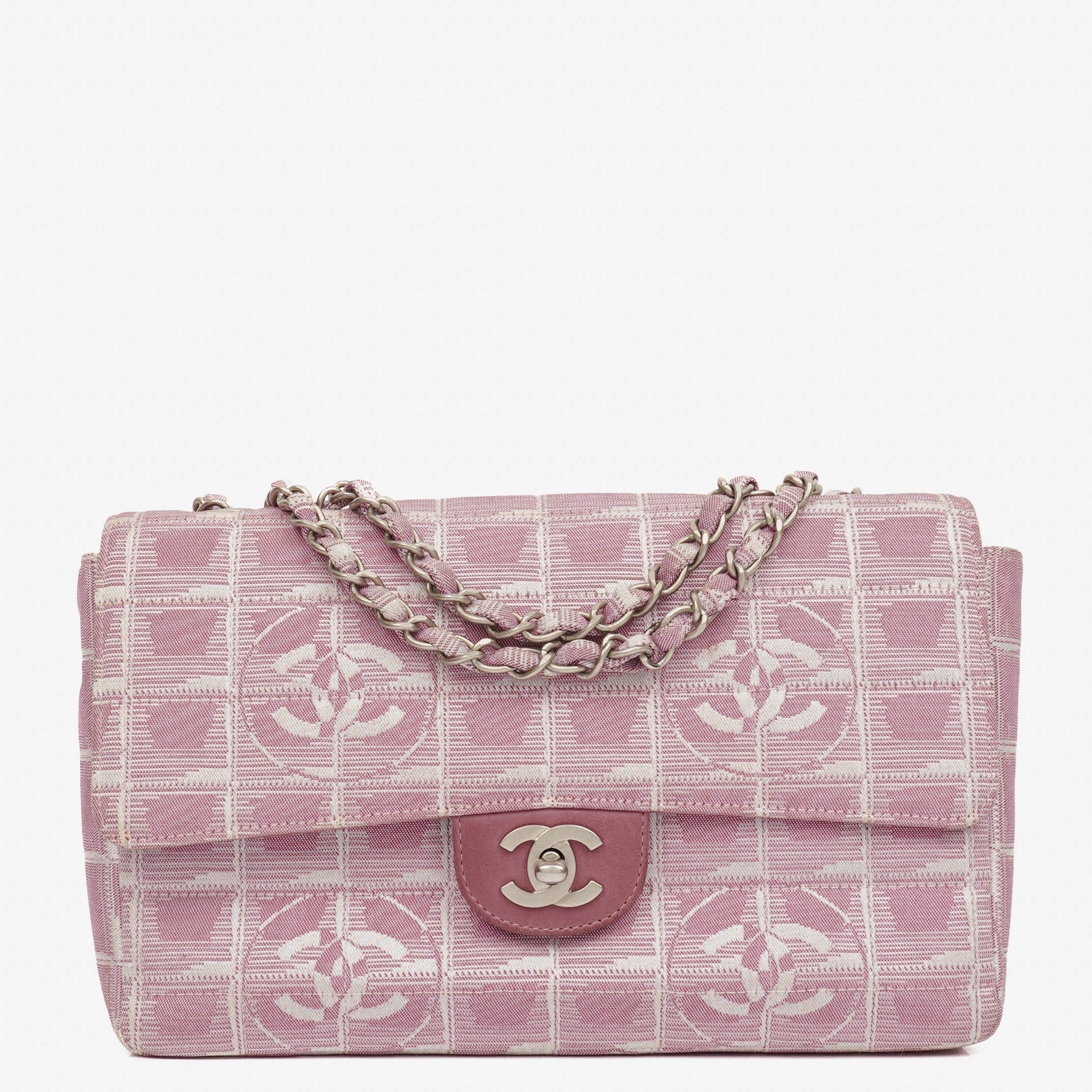 Chanel Pink Travel Line Chocolate Bar Single Flap Bag
