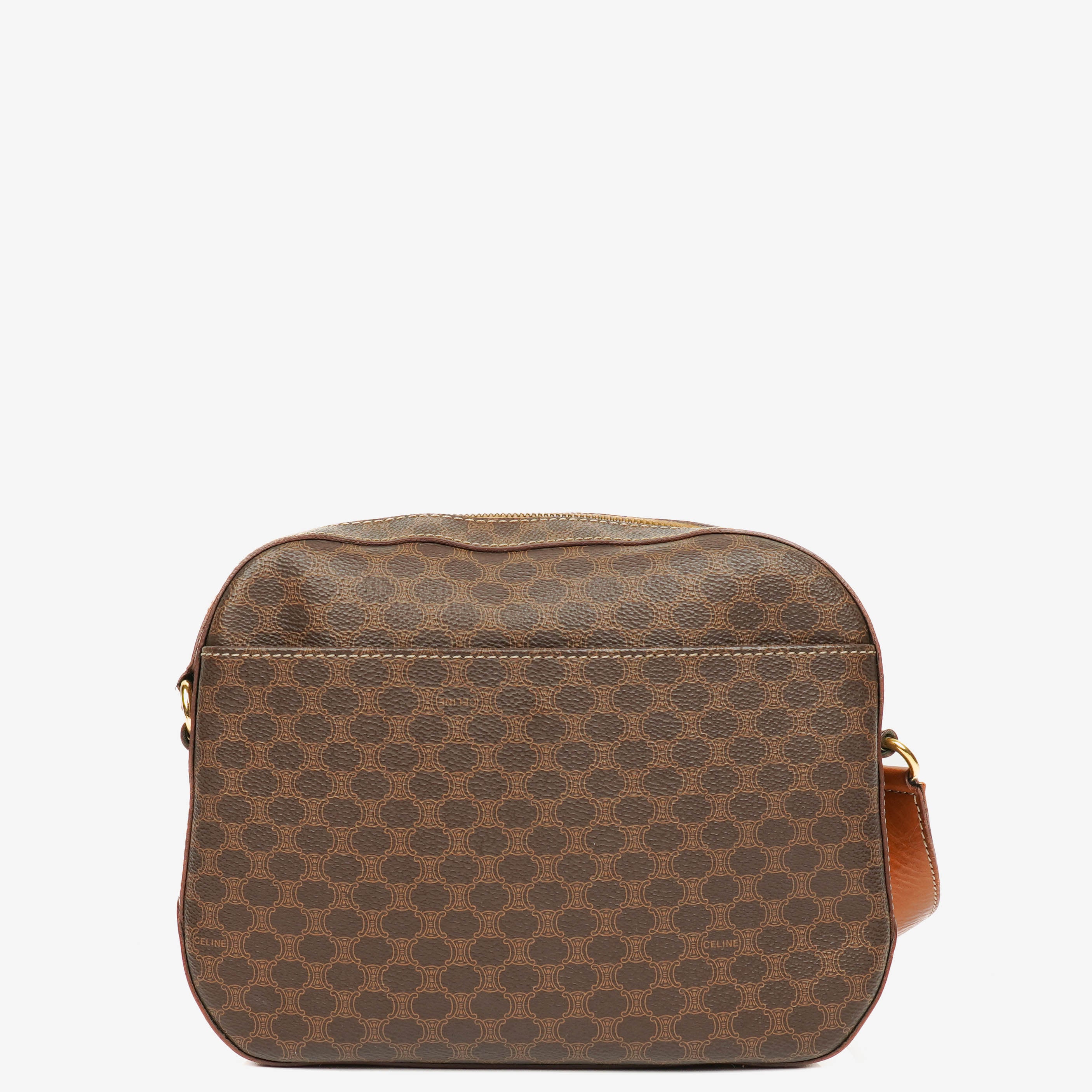 Celine Vintage Macadam Triomphe Brown Crossbody Bag