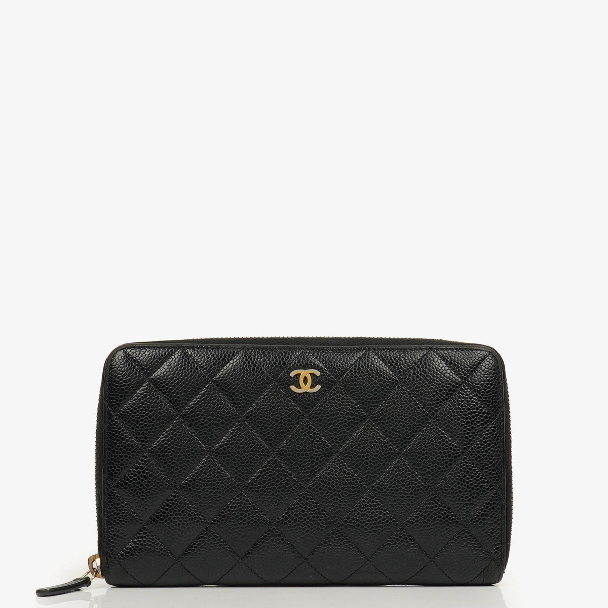 Chanel Black Caviar Quilted Classic Long Zipped Wallet