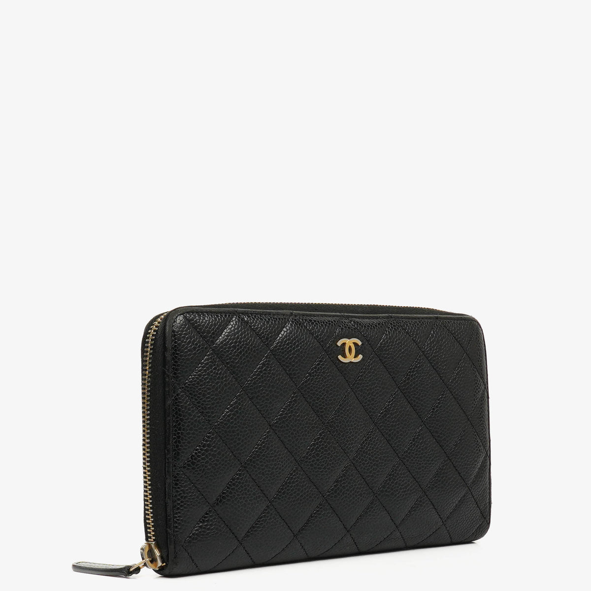 Chanel Black Caviar Quilted Classic Long Zipped Wallet