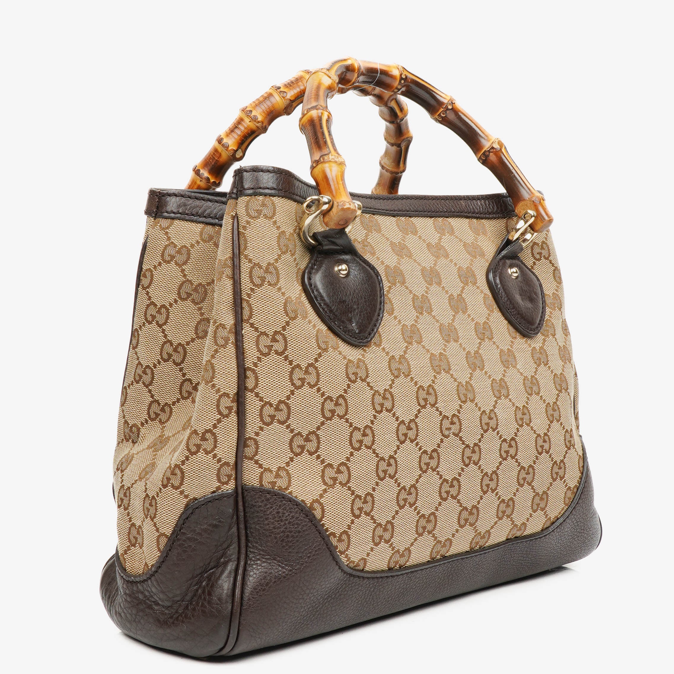 Gucci Bamboo Shopper Monogram Brown Diana Small Tote Bag