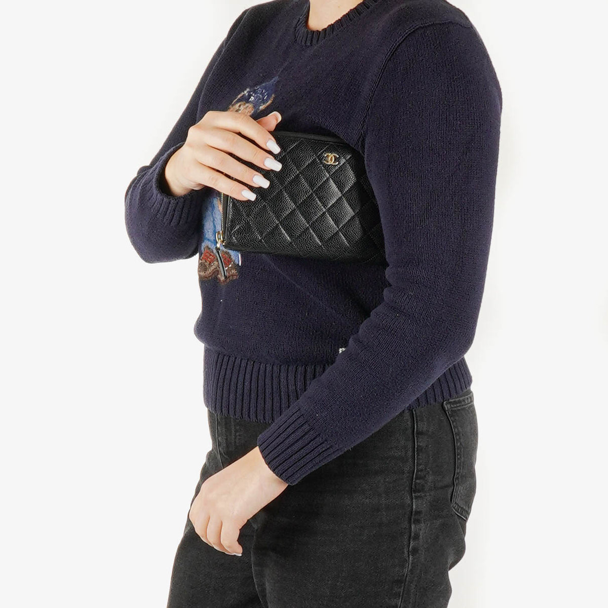 Chanel Black Caviar Quilted Classic Long Zipped Wallet