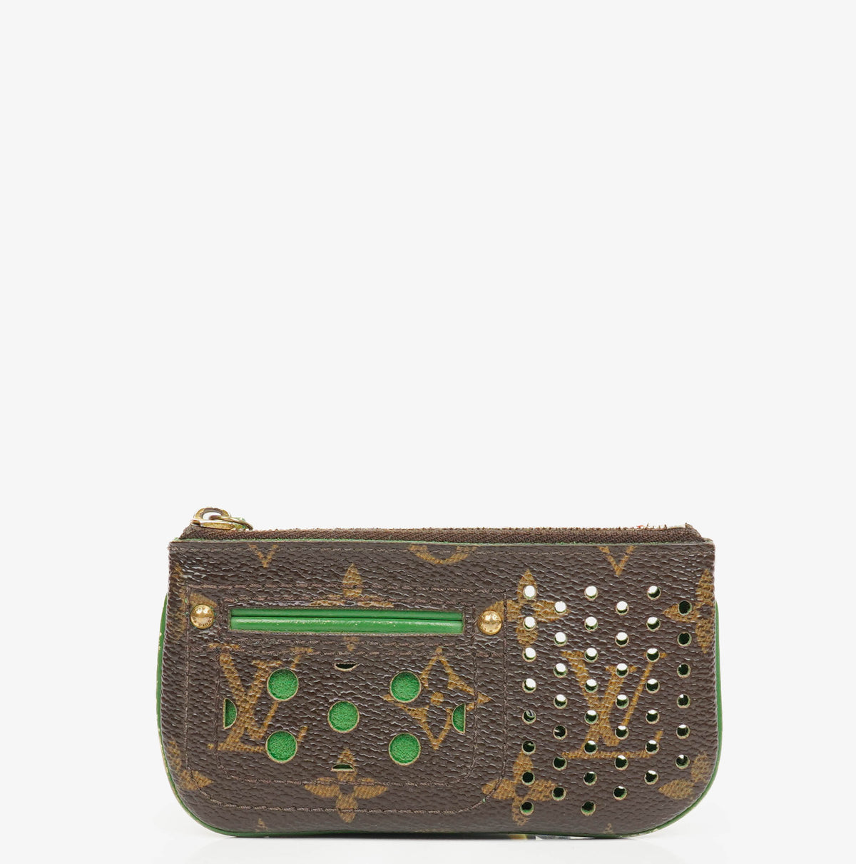 Louis Vuitton Monogram Canvas Perforated Green Pochette Clés Key Pouch