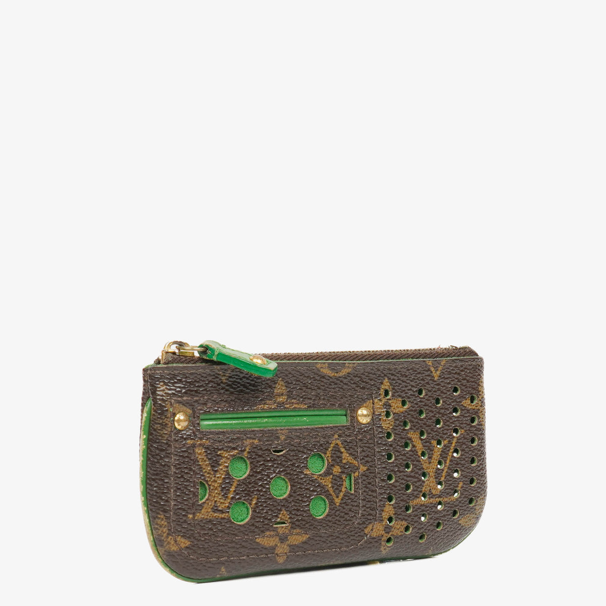 Louis Vuitton Monogram Canvas Perforated Green Pochette Clés Key Pouch