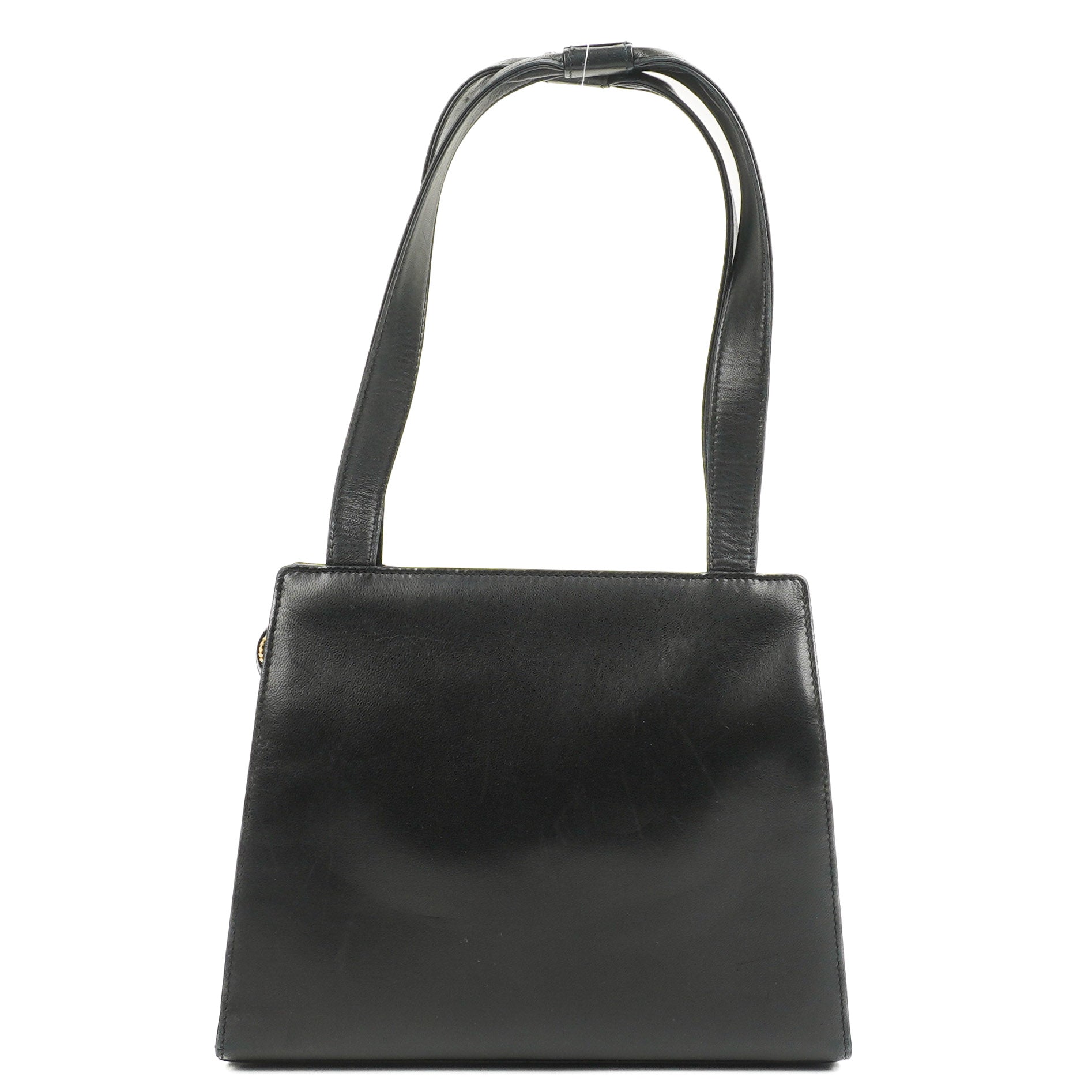 Chanel Black Leather Camellia Top Handle Bag