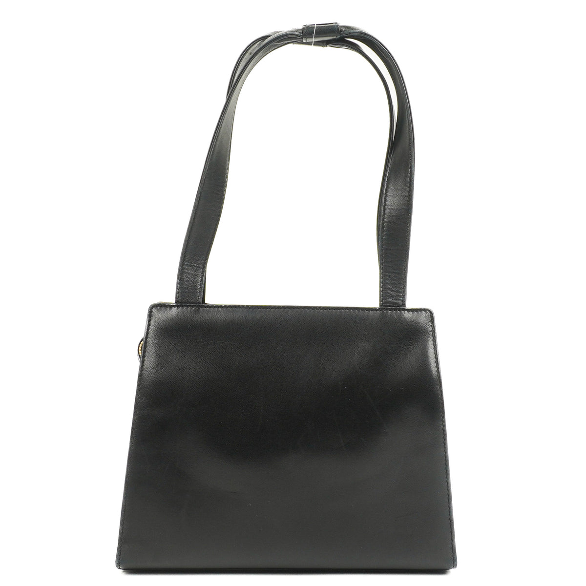 Chanel Black Leather Camellia Top Handle Bag