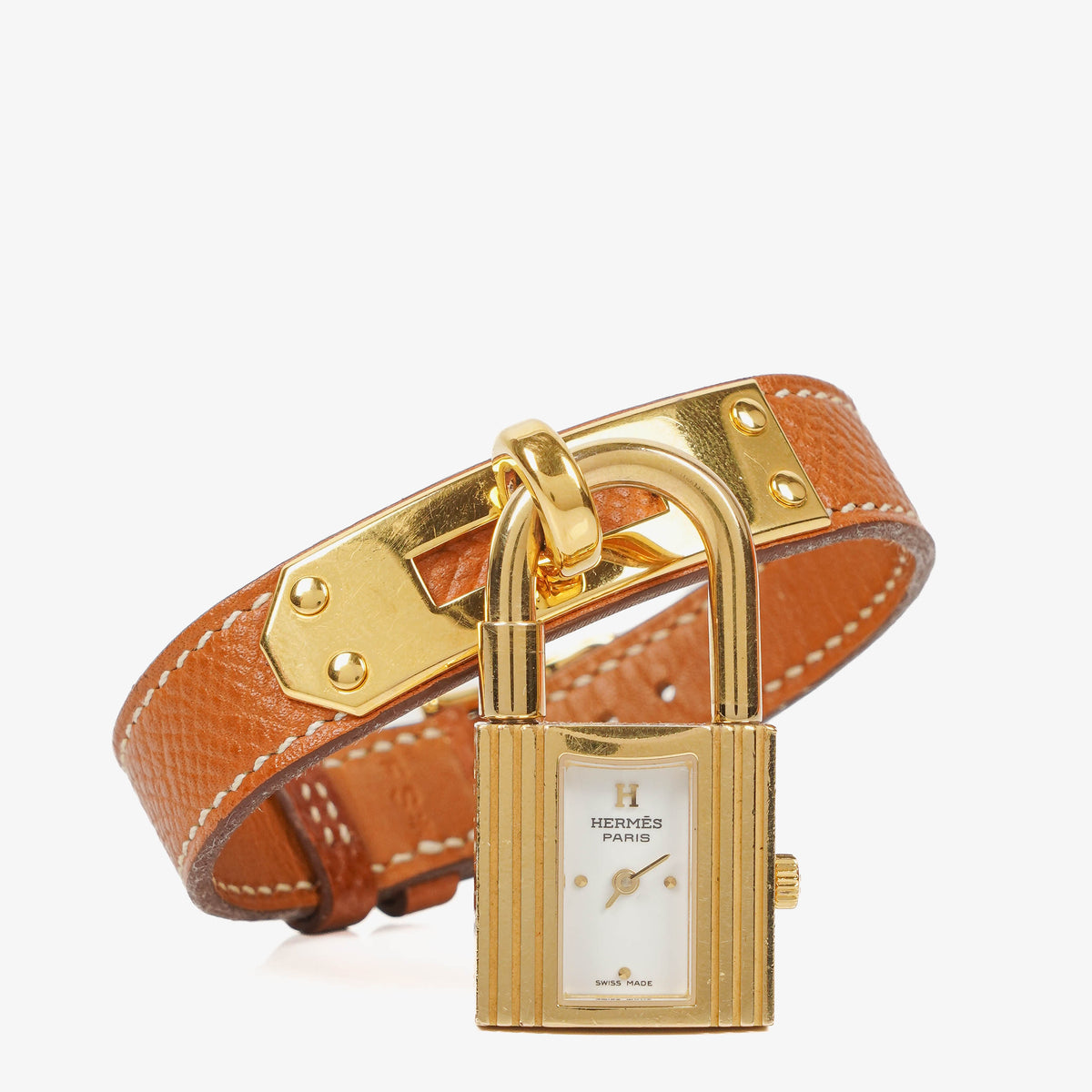 Hermes Kelly Brown Epsom Leather Gold Plated Watch