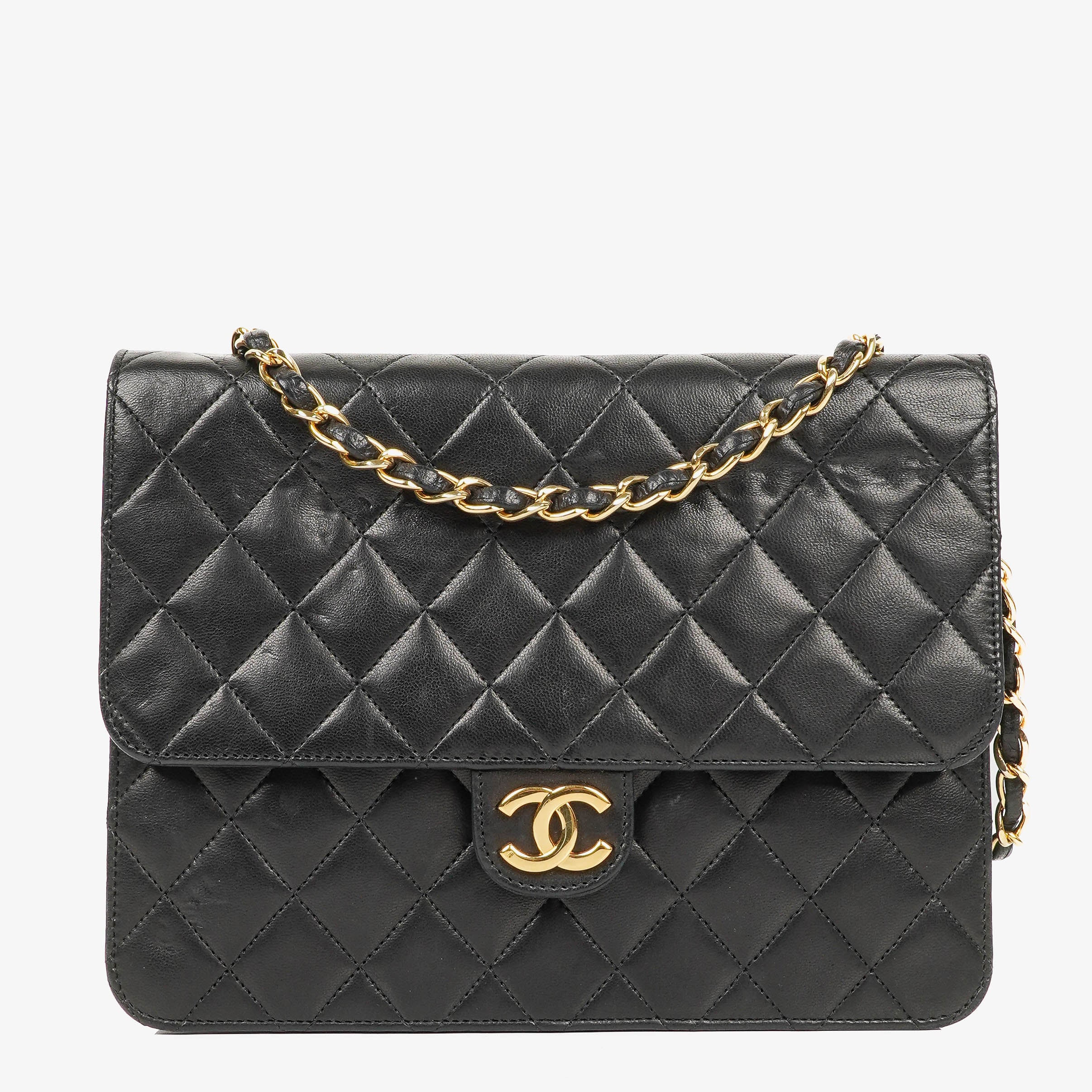 Chanel Small Classic Single Flap Bag Black Quilted Lambskin With 24K Gold-Plated Hardware