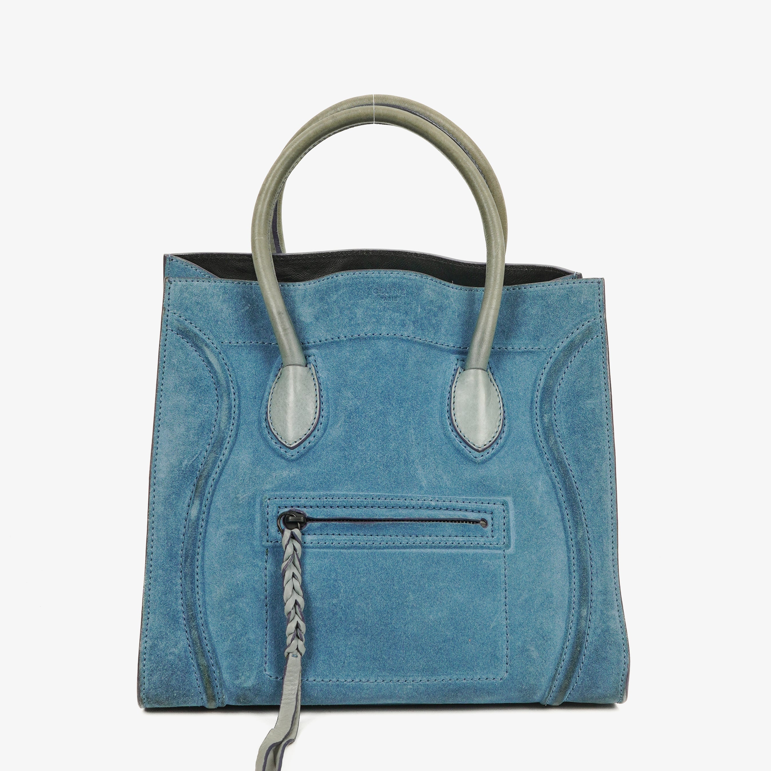 Celine Blue Suede And Leather Medium Phantom Bag