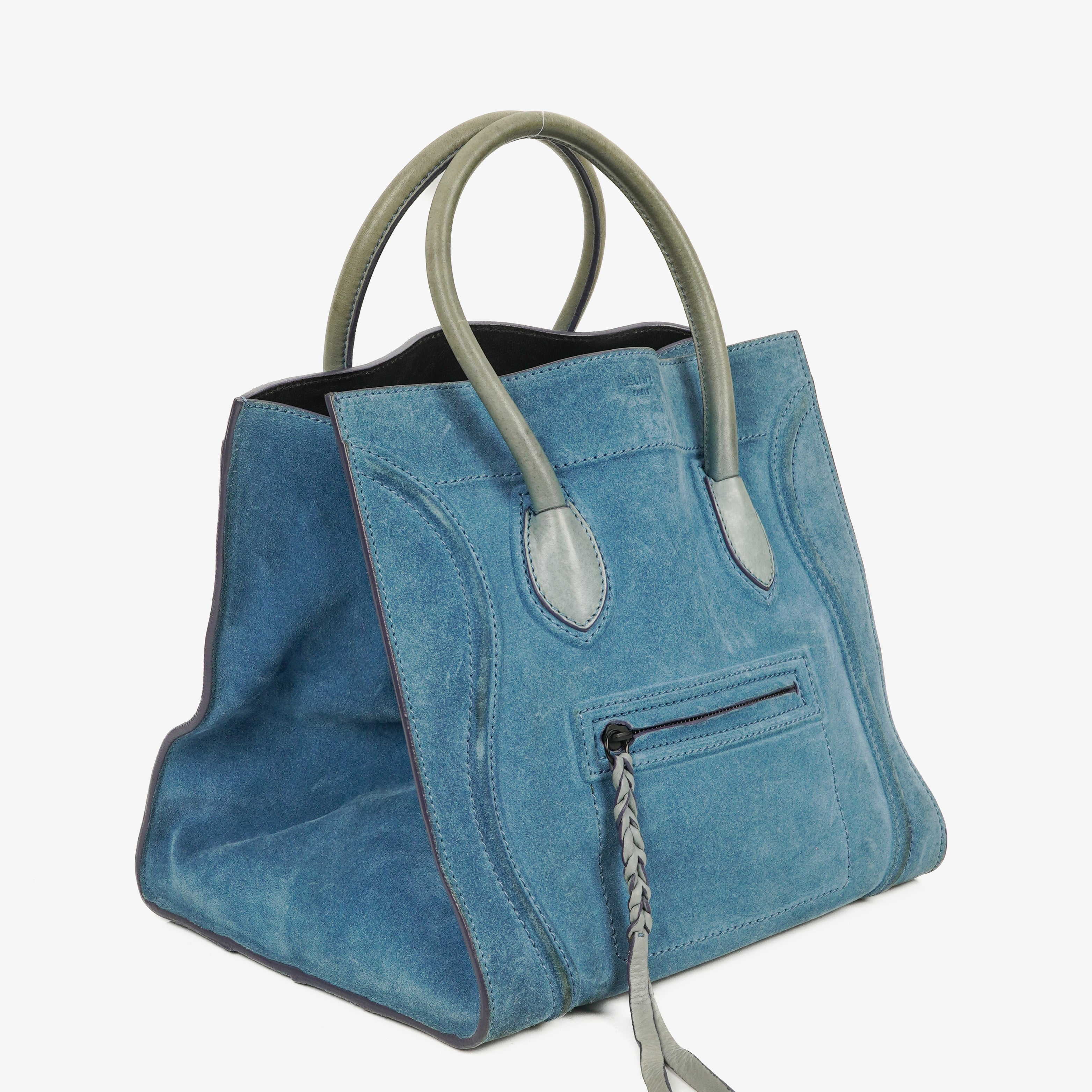 Celine Blue Suede And Leather Medium Phantom Bag