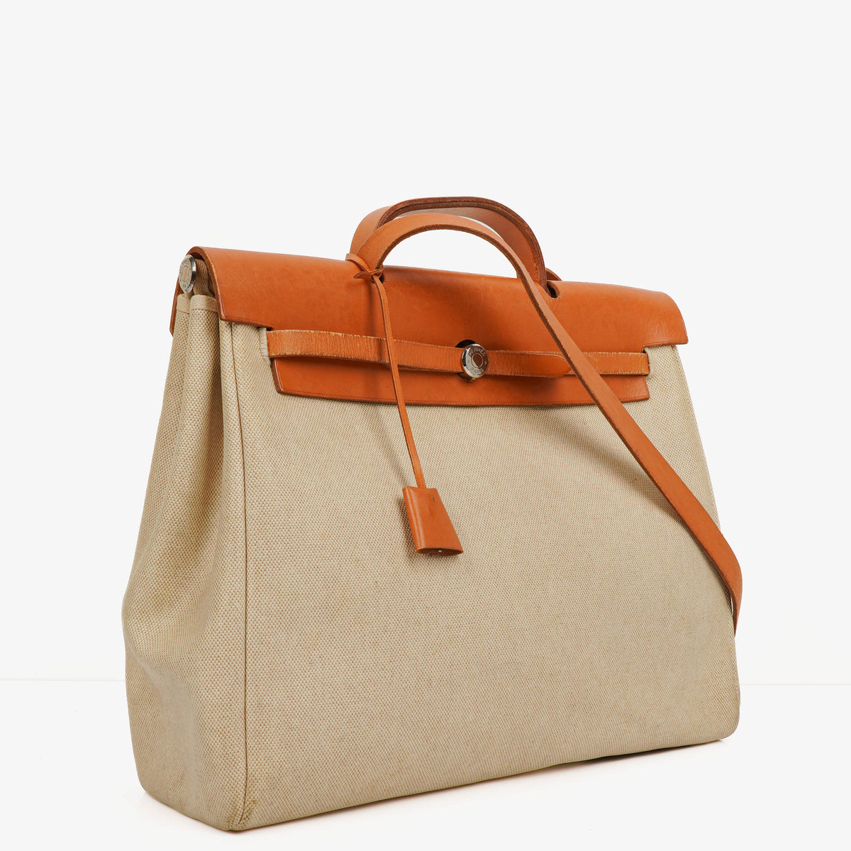 Hermes Herbag Natural Toile Vache Hunter MM 2 In 1 Bag