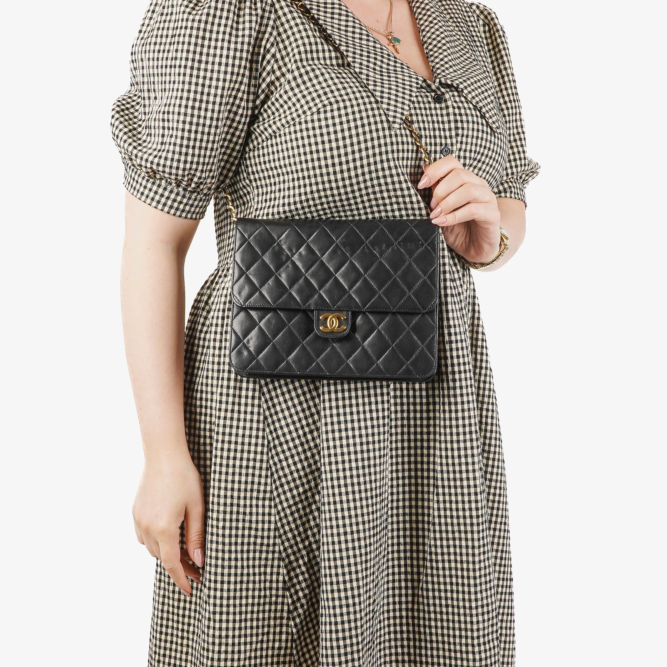 Chanel Small Classic Single Flap Bag Black Quilted Lambskin With 24K Gold-Plated Hardware