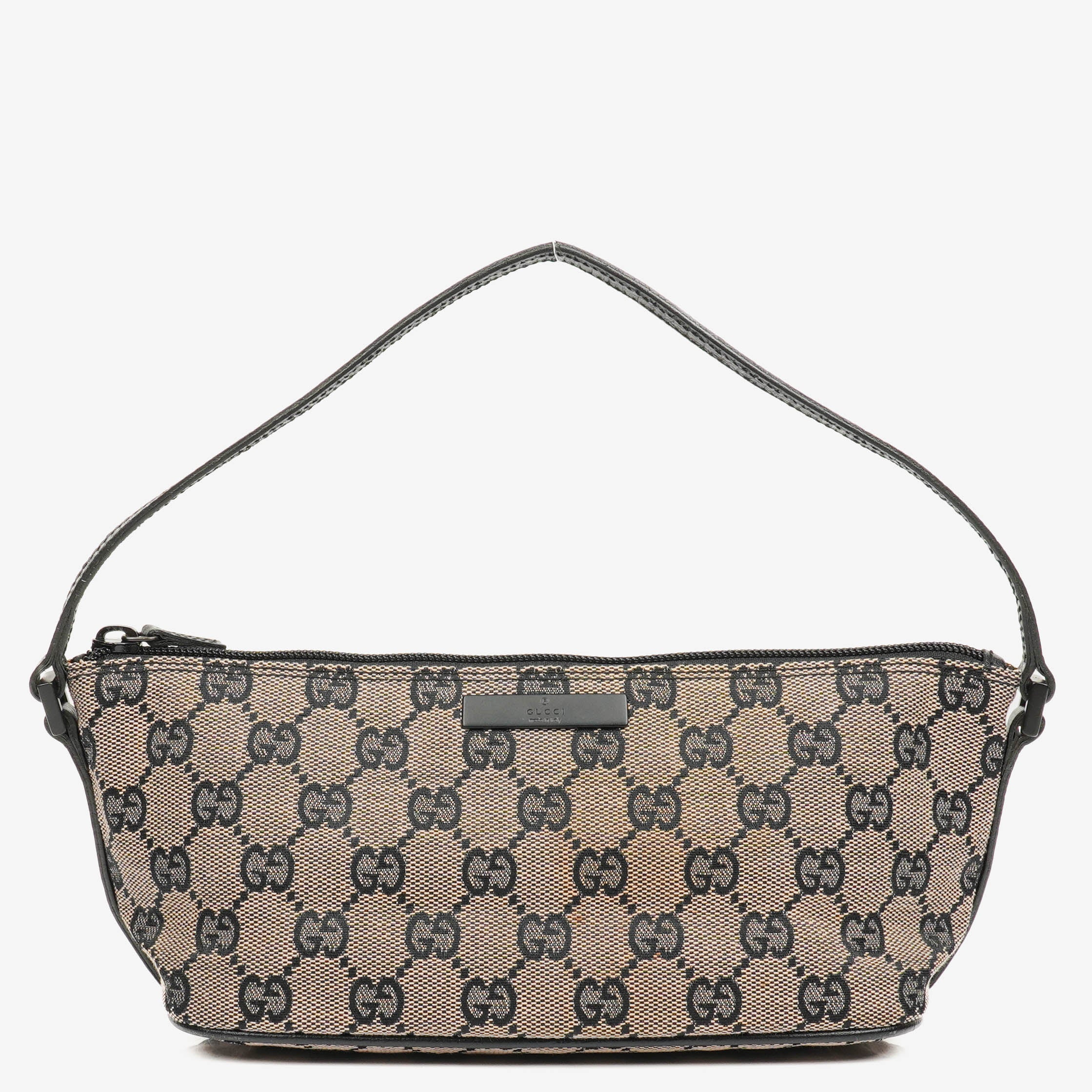 Gucci Mini Baguette Pochette Boat Pink/Black GG Monogram Bag