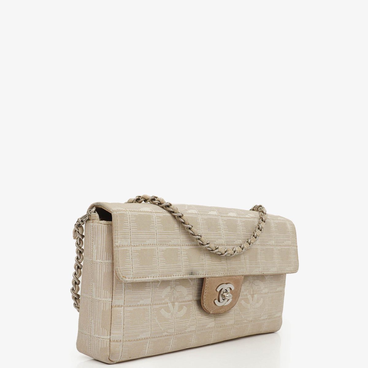 Chanel Beige East West Travel Line Chocolate Bar Flap Bag