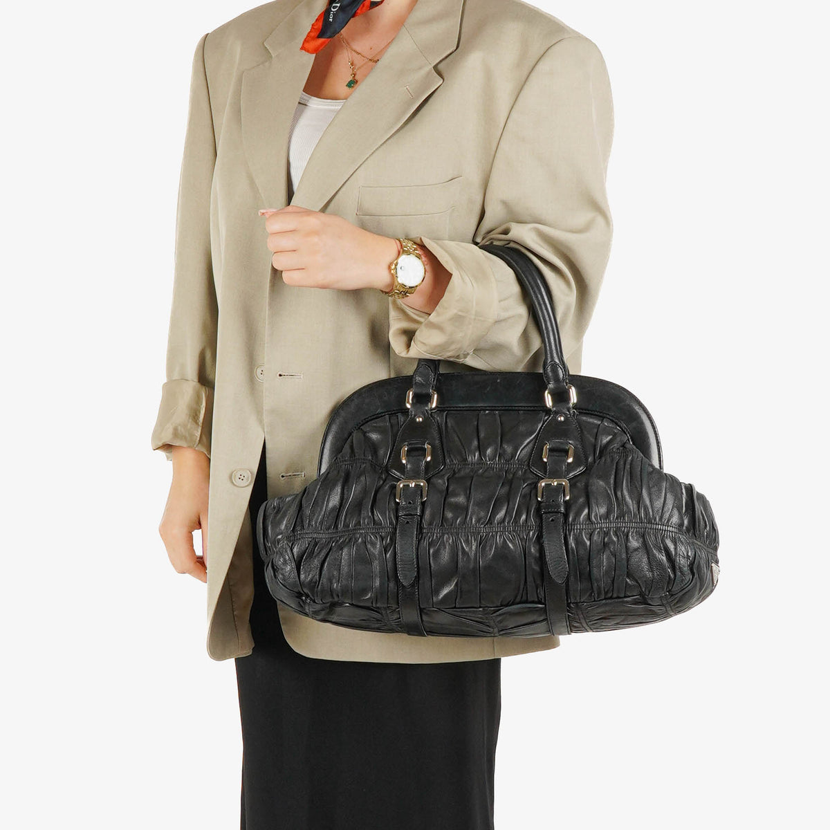 Prada Black Nappa Gaufre Leather Bag