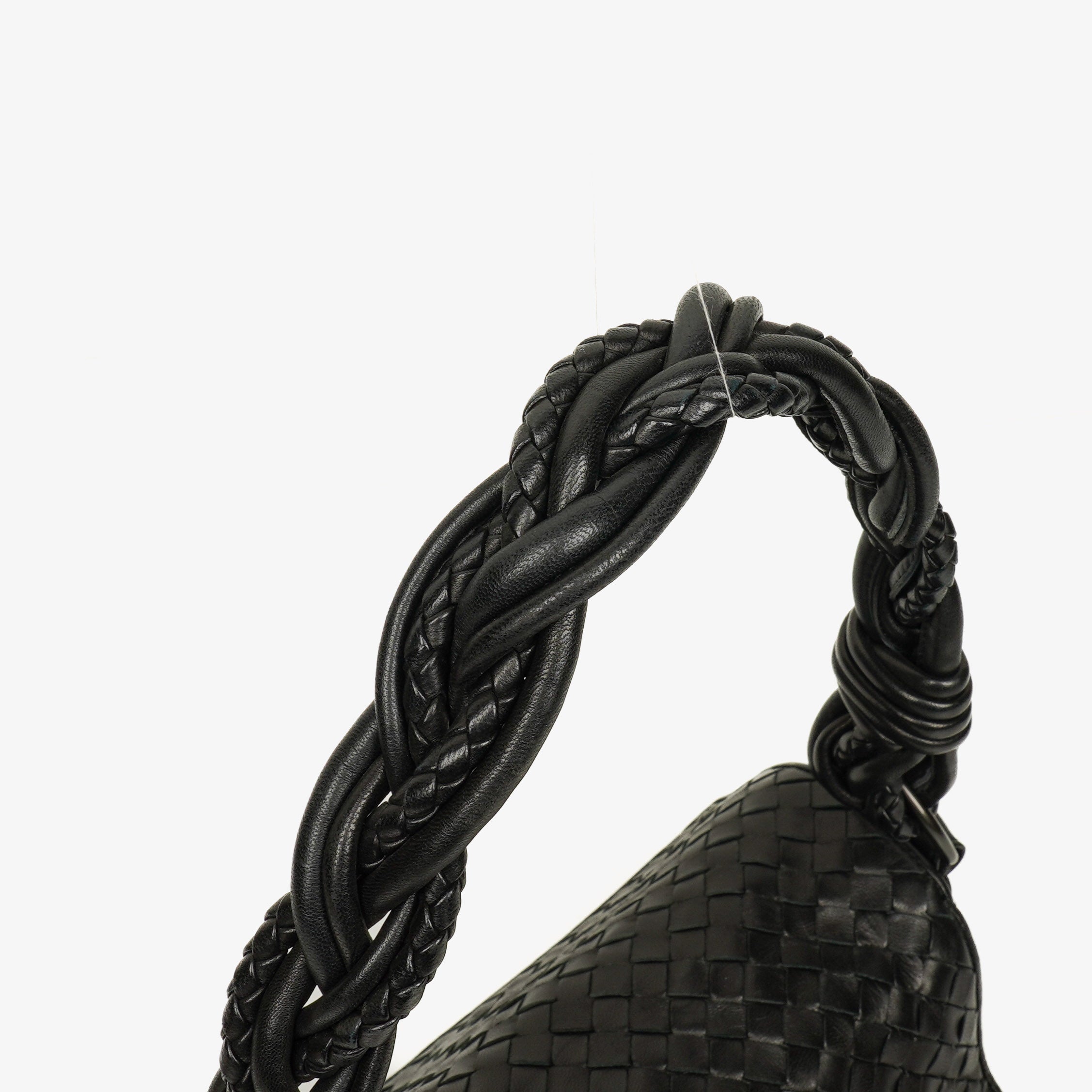 Bottega Veneta Black Intrecciato Leather Braided Handle Flap Shoulder Bag