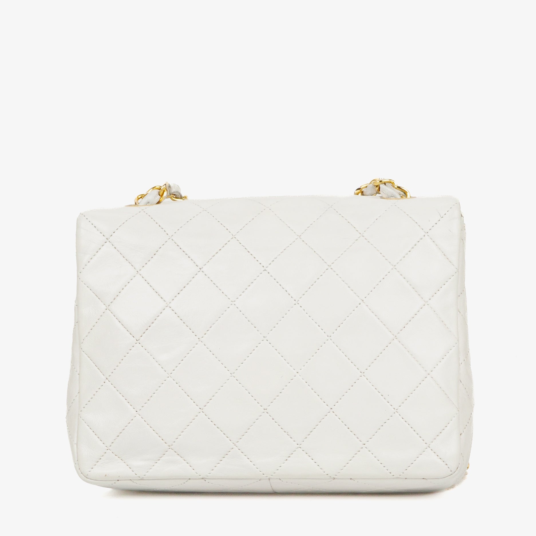 Chanel Classic Single Flap Bag White Quilted Lambskin With 24K Gold-Plated Hardware