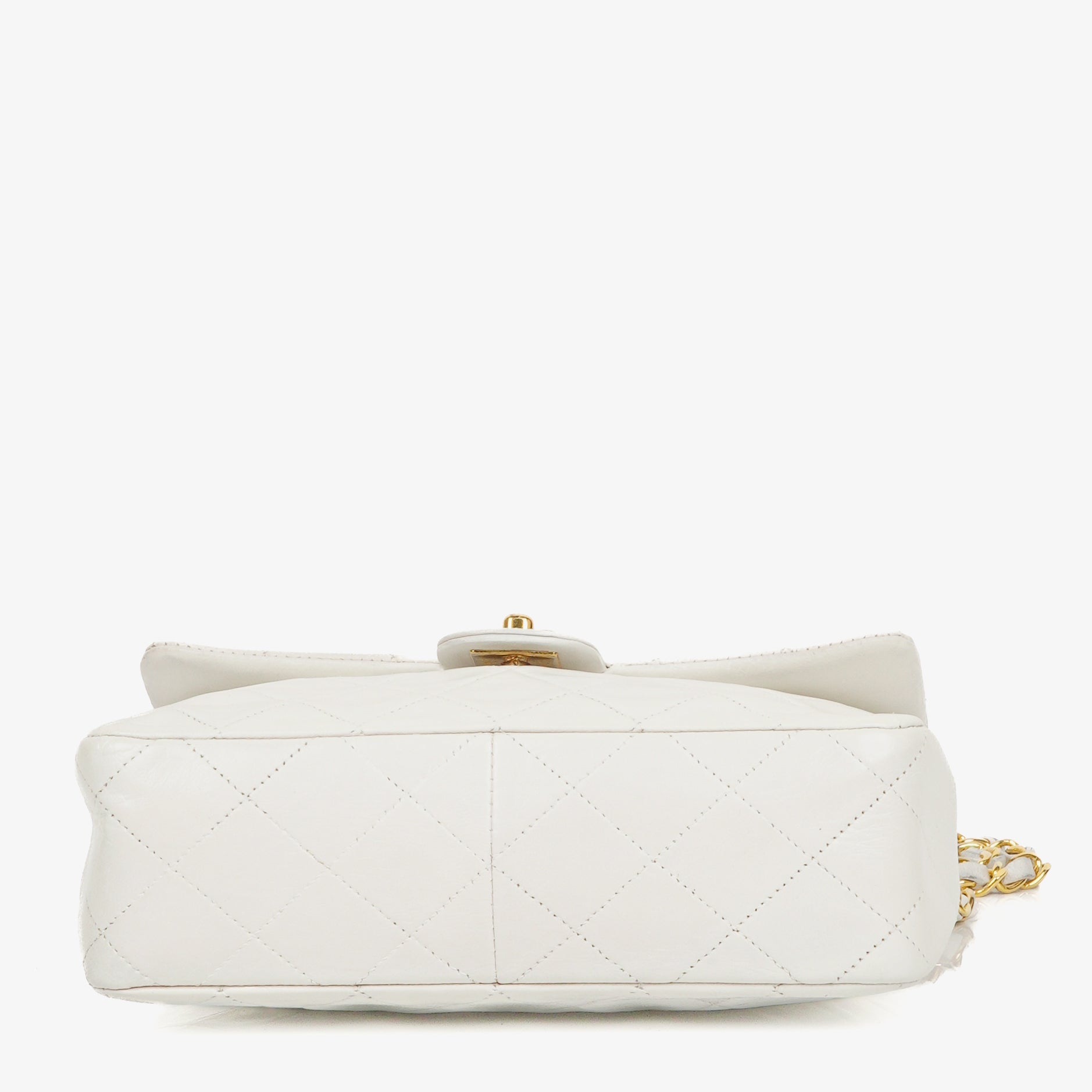 Chanel Classic Single Flap Bag White Quilted Lambskin With 24K Gold-Plated Hardware