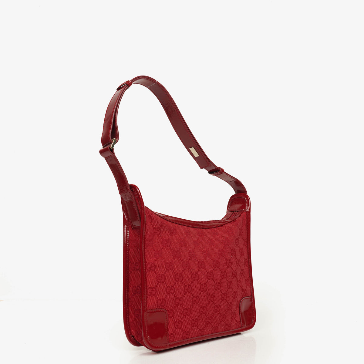 Gucci Red Monogram GG Canvas And Patent Leather Tote Bag