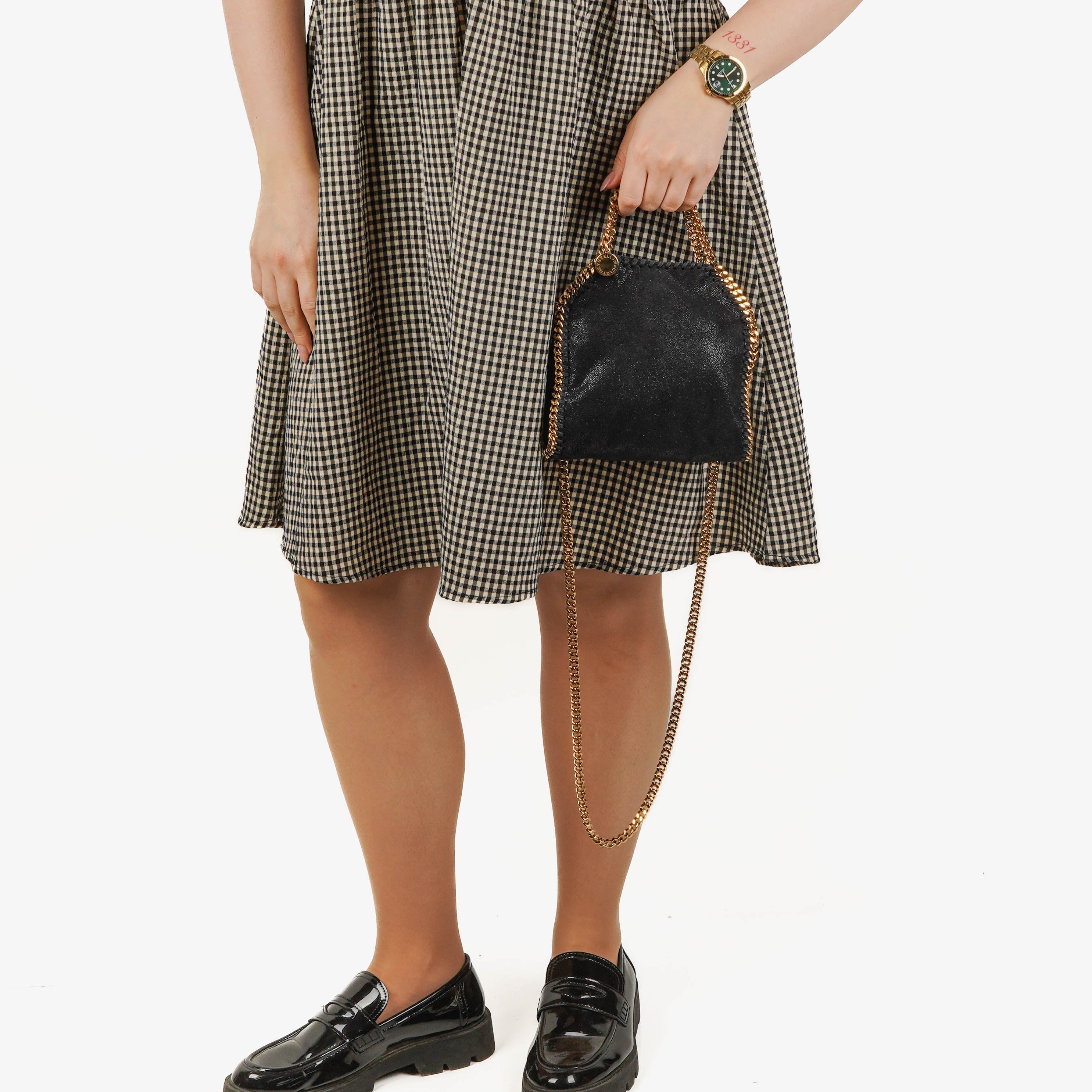 Stella McCartney Black Falabella Tiny Tote Vegan Shaggy Deer