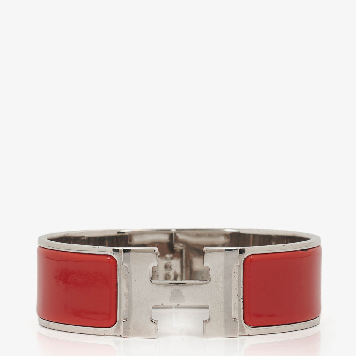 Hermes Red Wide Bangle Clic Clac H Bracelet