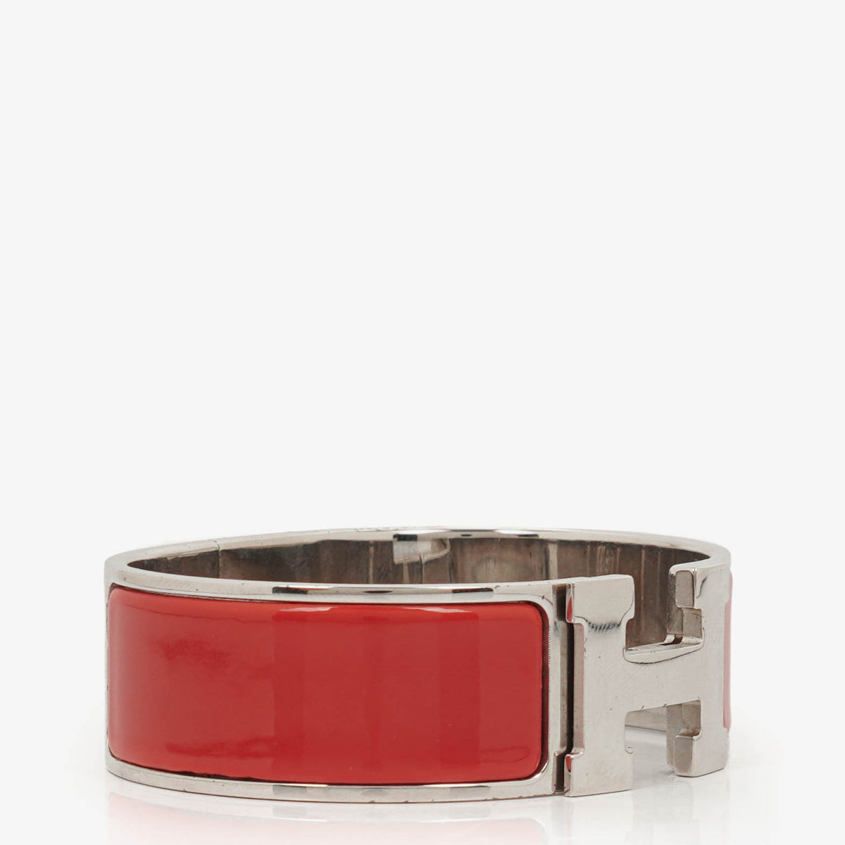 Hermes Red Wide Bangle Clic Clac H Bracelet