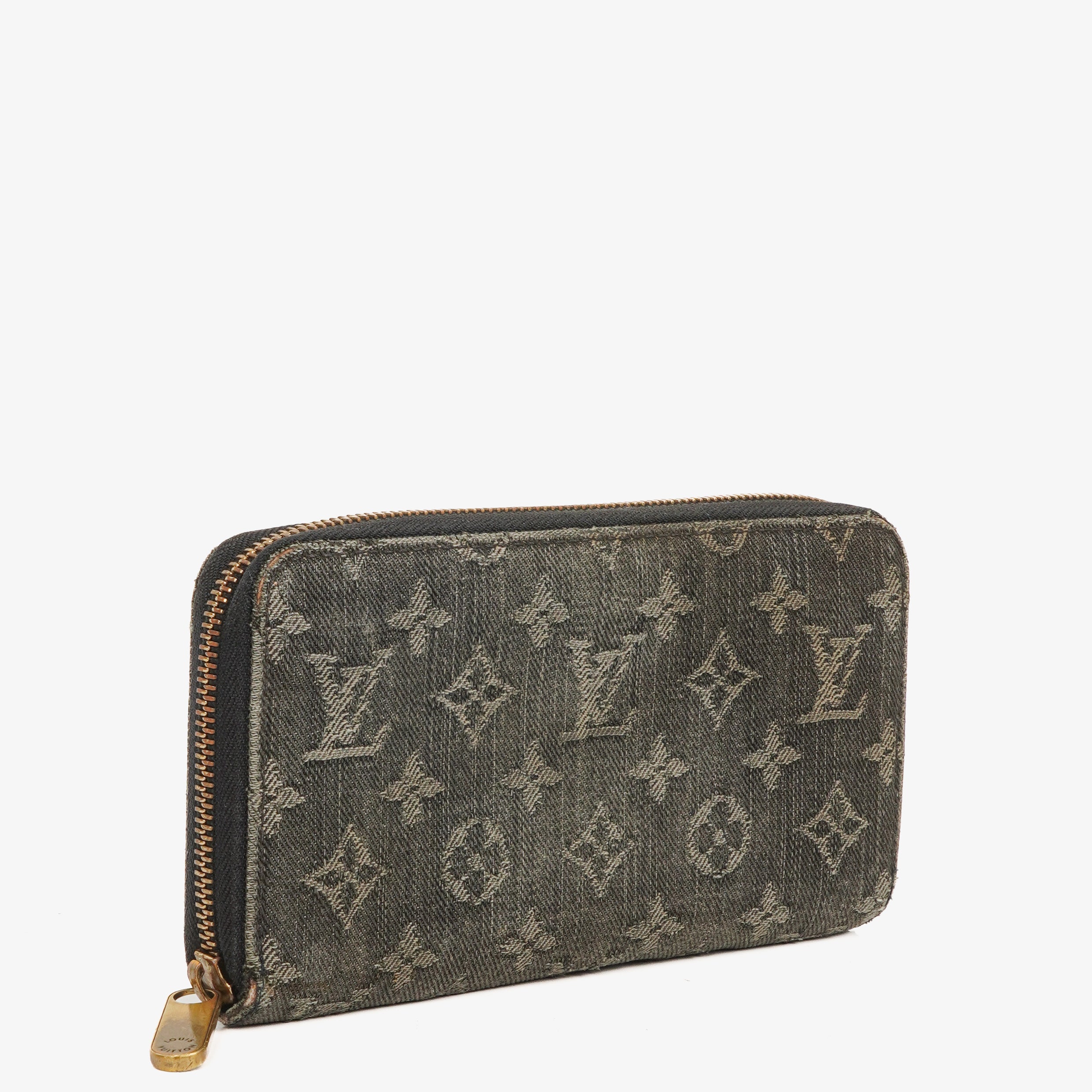 Louis Vuitton Black Monogram Denim Zippy Wallet