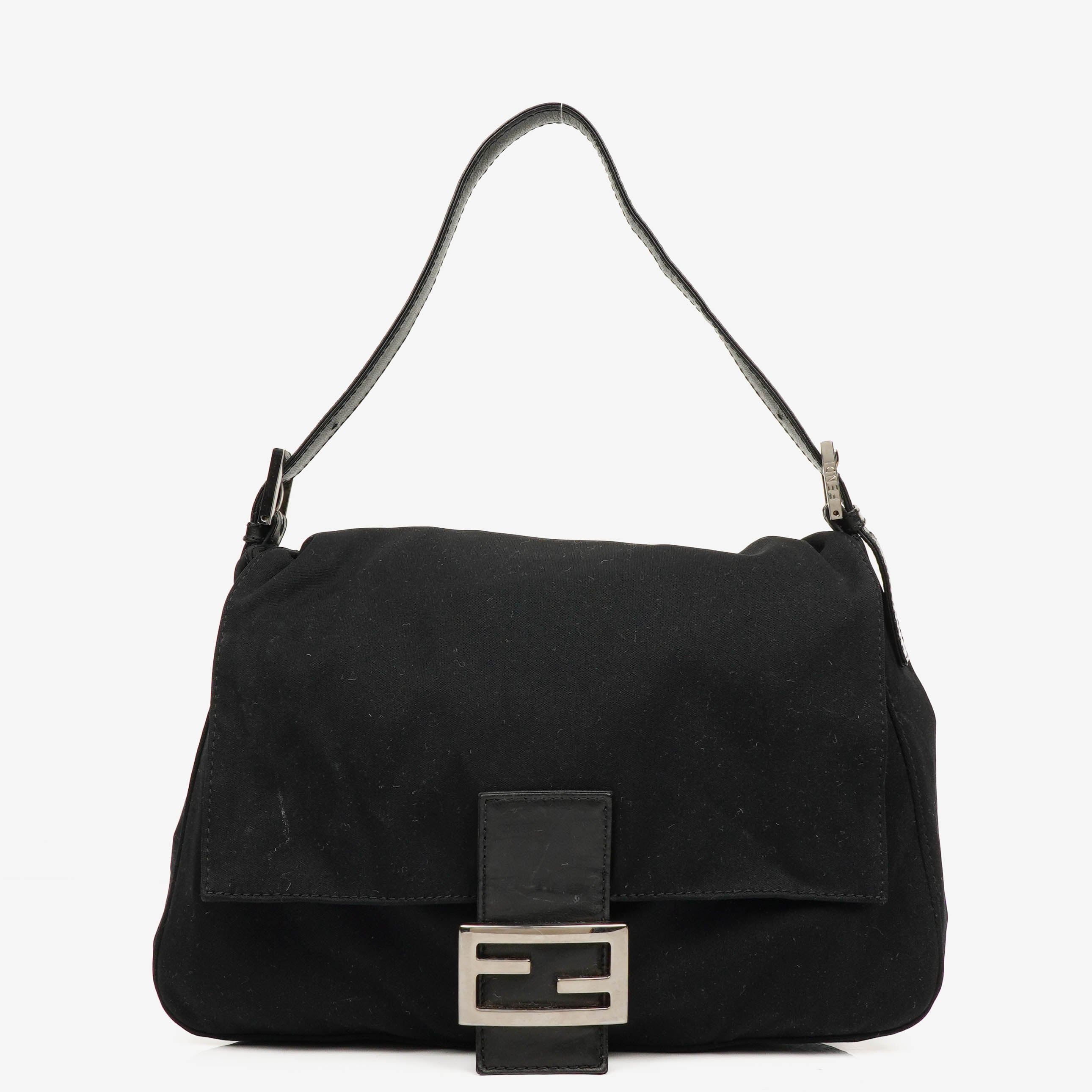 Fendi Mamma Baguette Black Neoprene Shoulder Bag