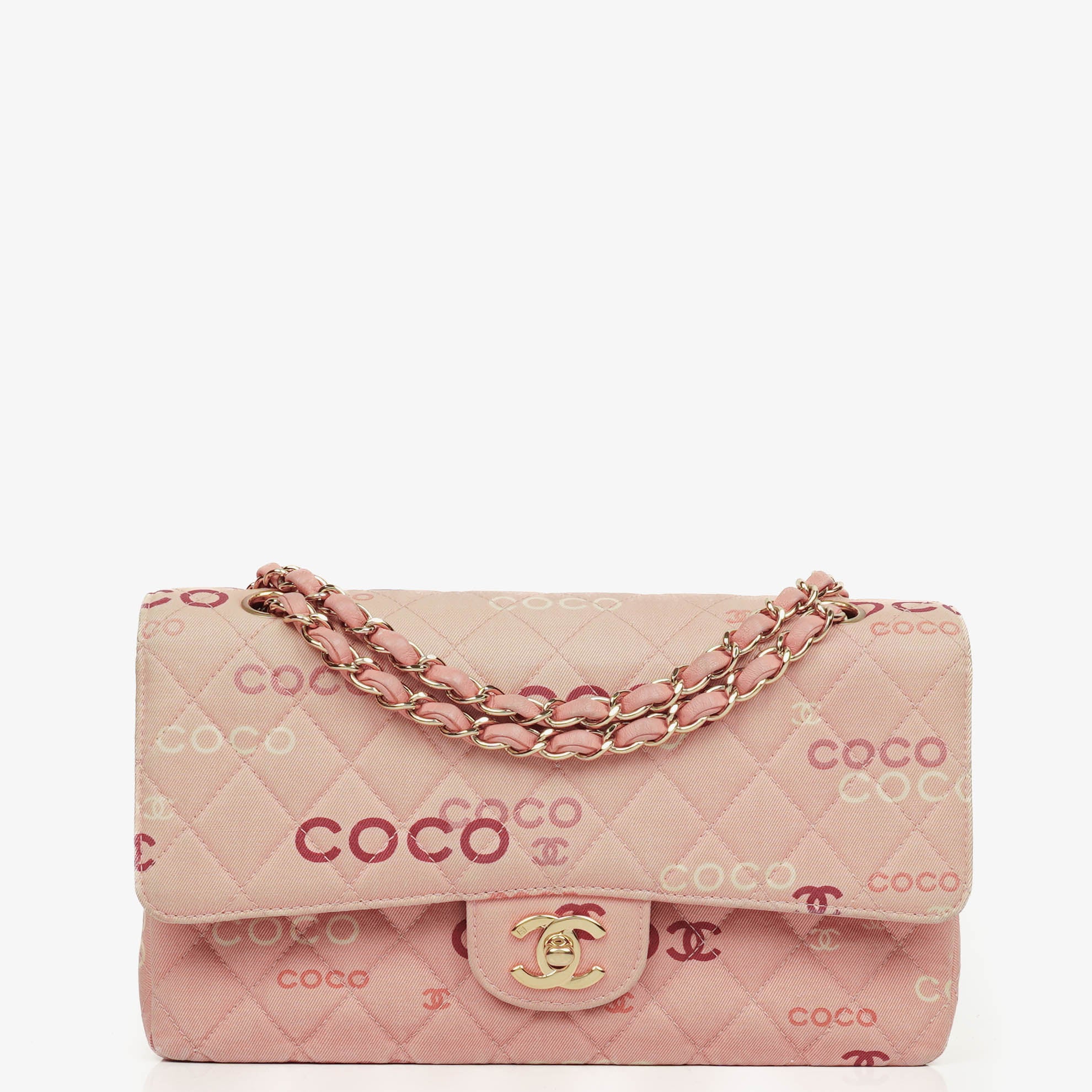 Chanel COCO Print Medium Classic Double Flap Flap Bag 24K Gold-Plated Hardware