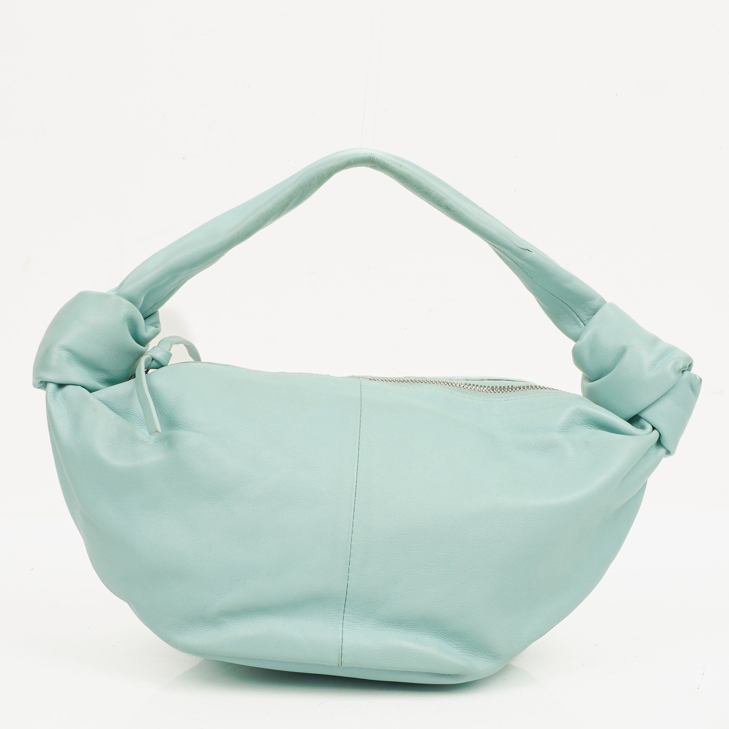 Bottega Veneta Celeste Blue Leather Double Knot Clutch