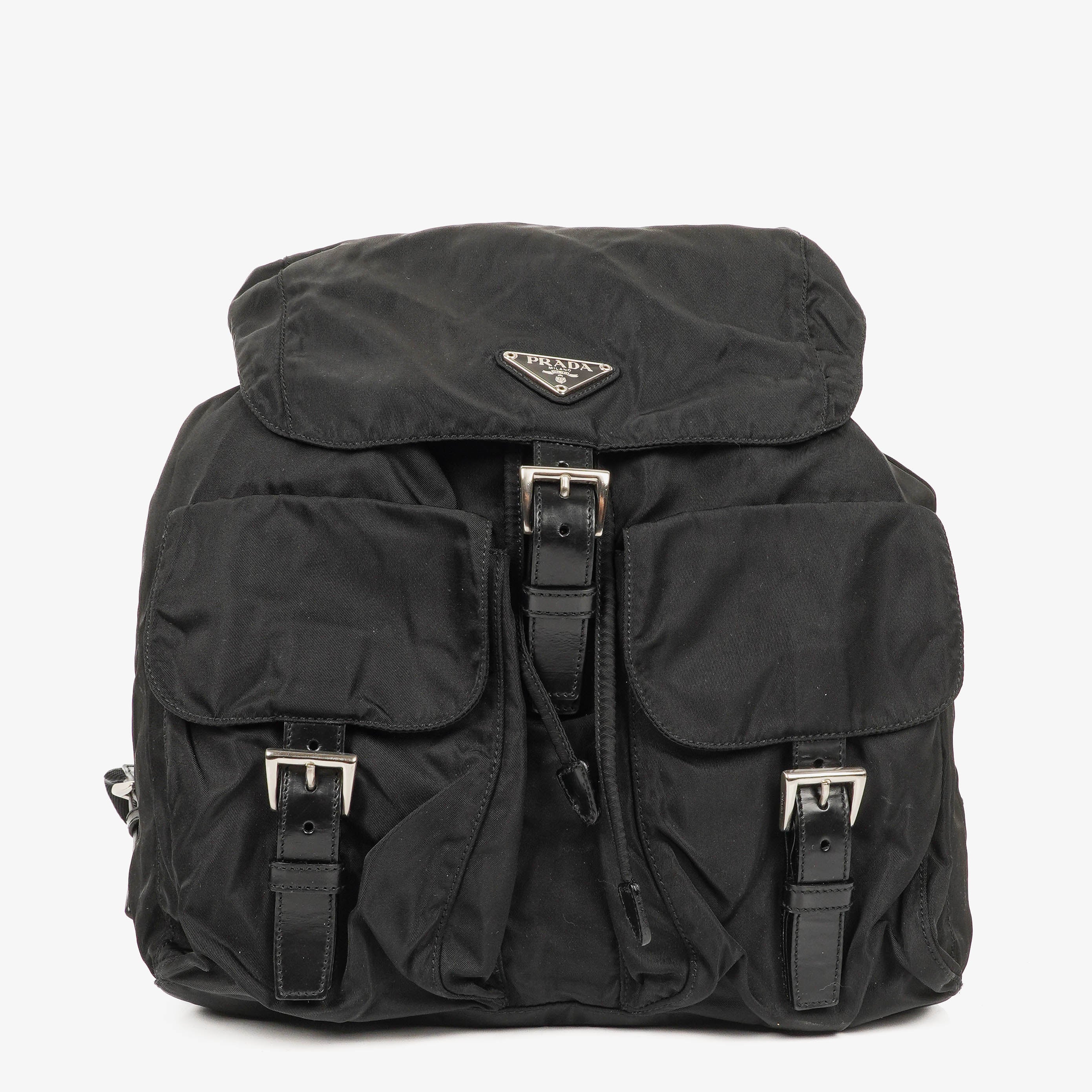 Prada Tessuto Black Nylon Two Pocket Backpack