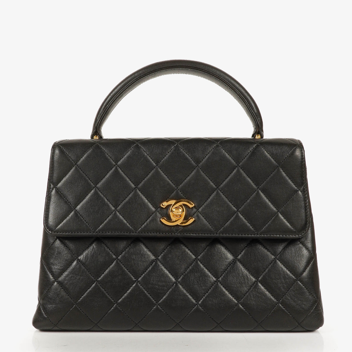 Chanel Kelly Top Handle Black Quilted Lambskin Bag