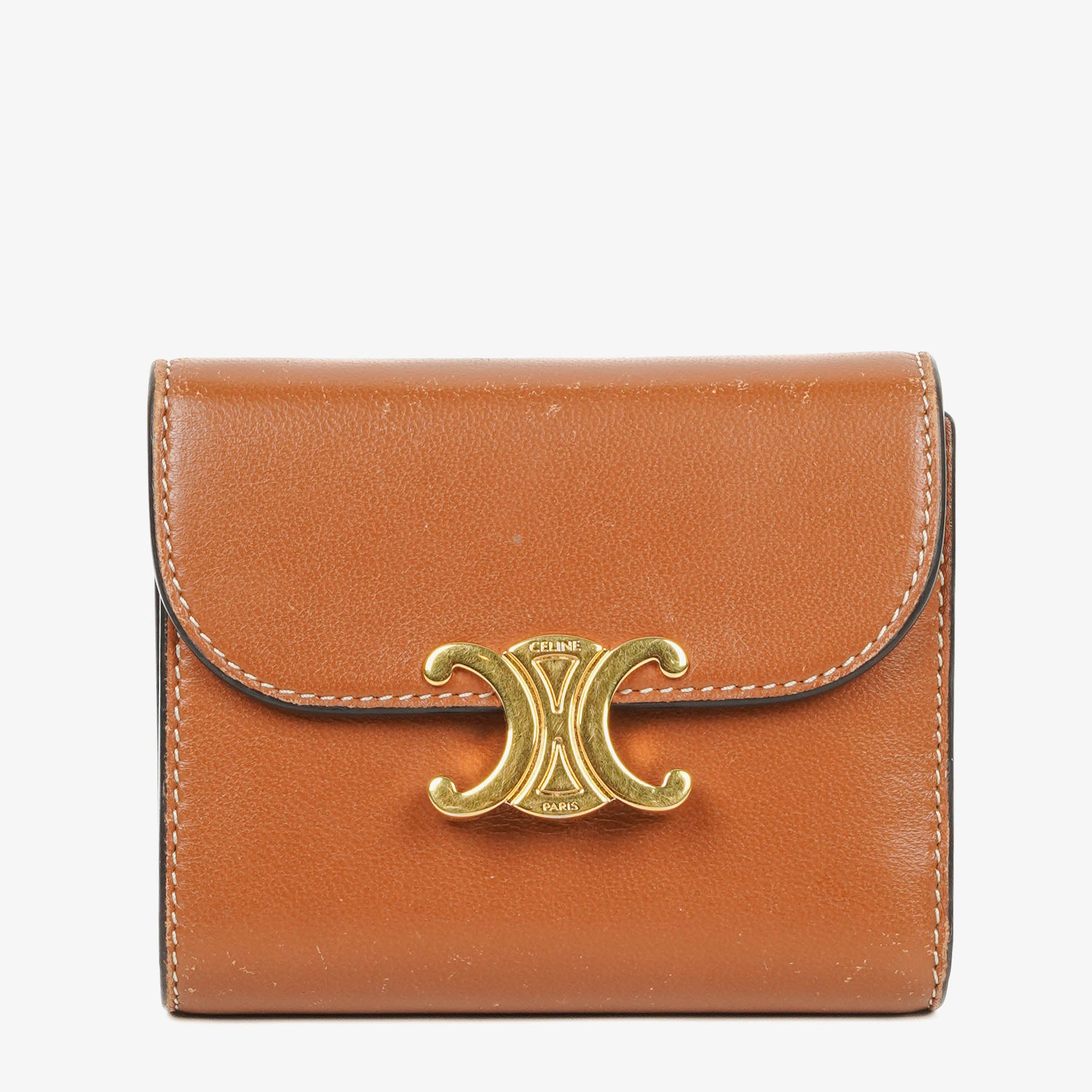 Celine Small Flap Triomphe Leather Wallet