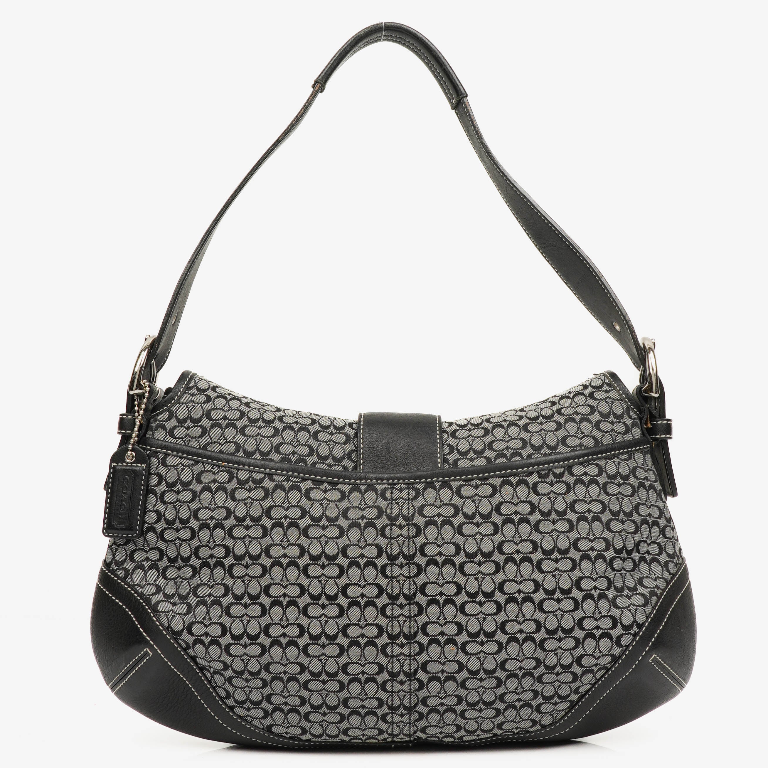 Coach Grey/Black Leather Canvas Soho Buckle Flap Shoulder Bag
