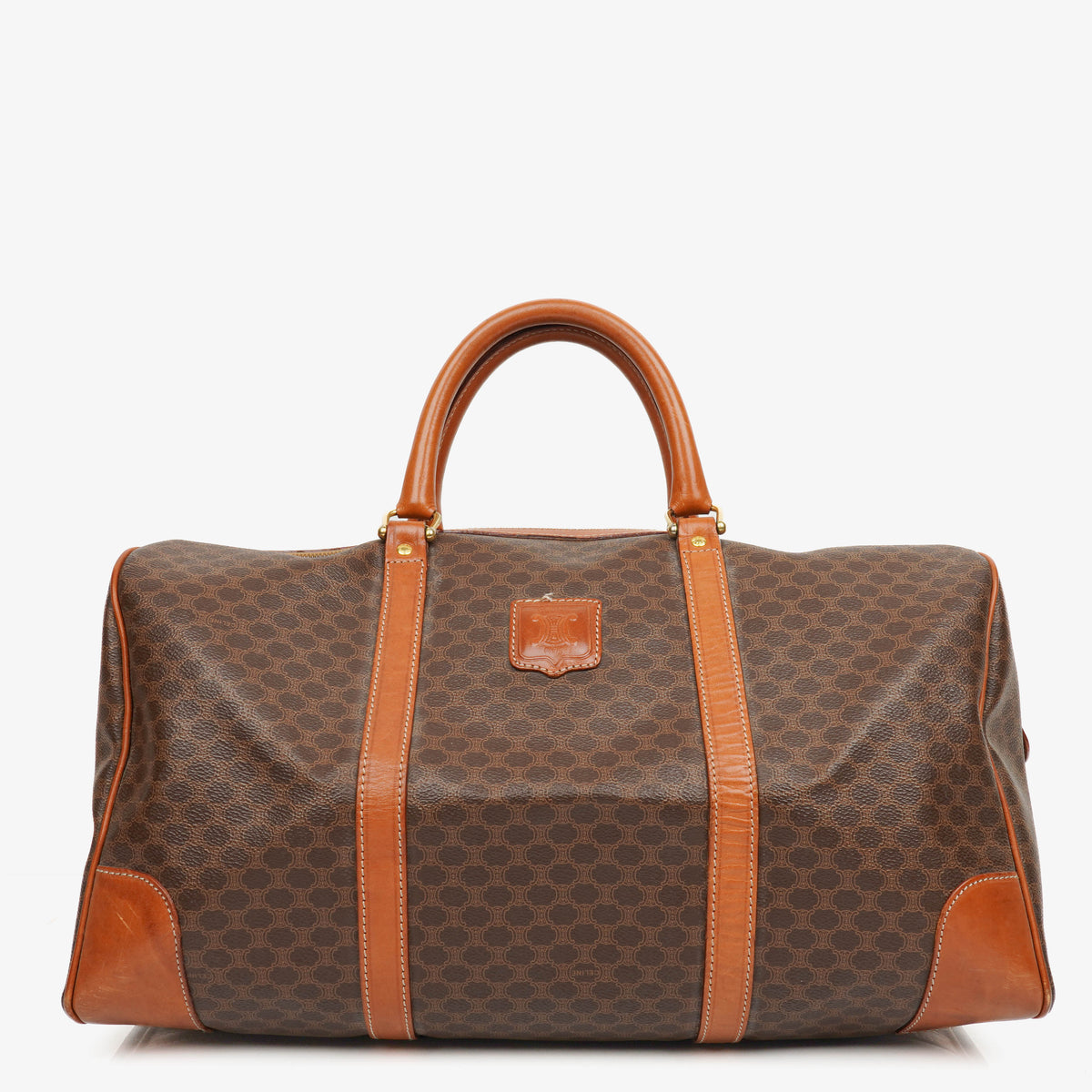 Celine Vintage Macadam Triomphe Brown Travel Bag