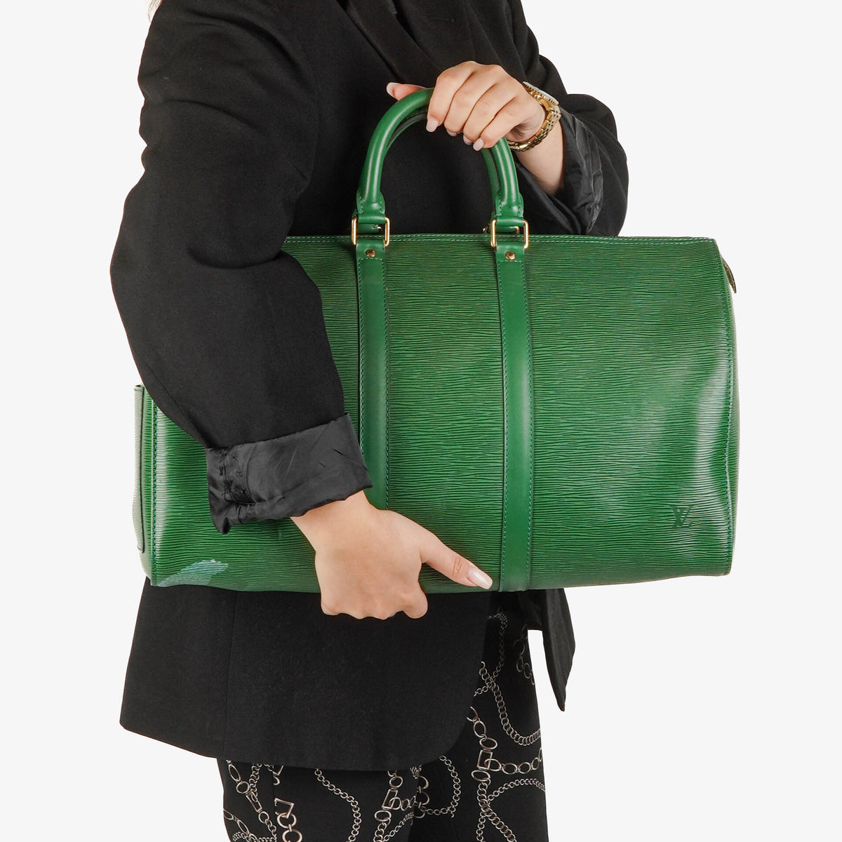 Louis Vuitton Keepall 45 Green EPI Leather Travel Bag