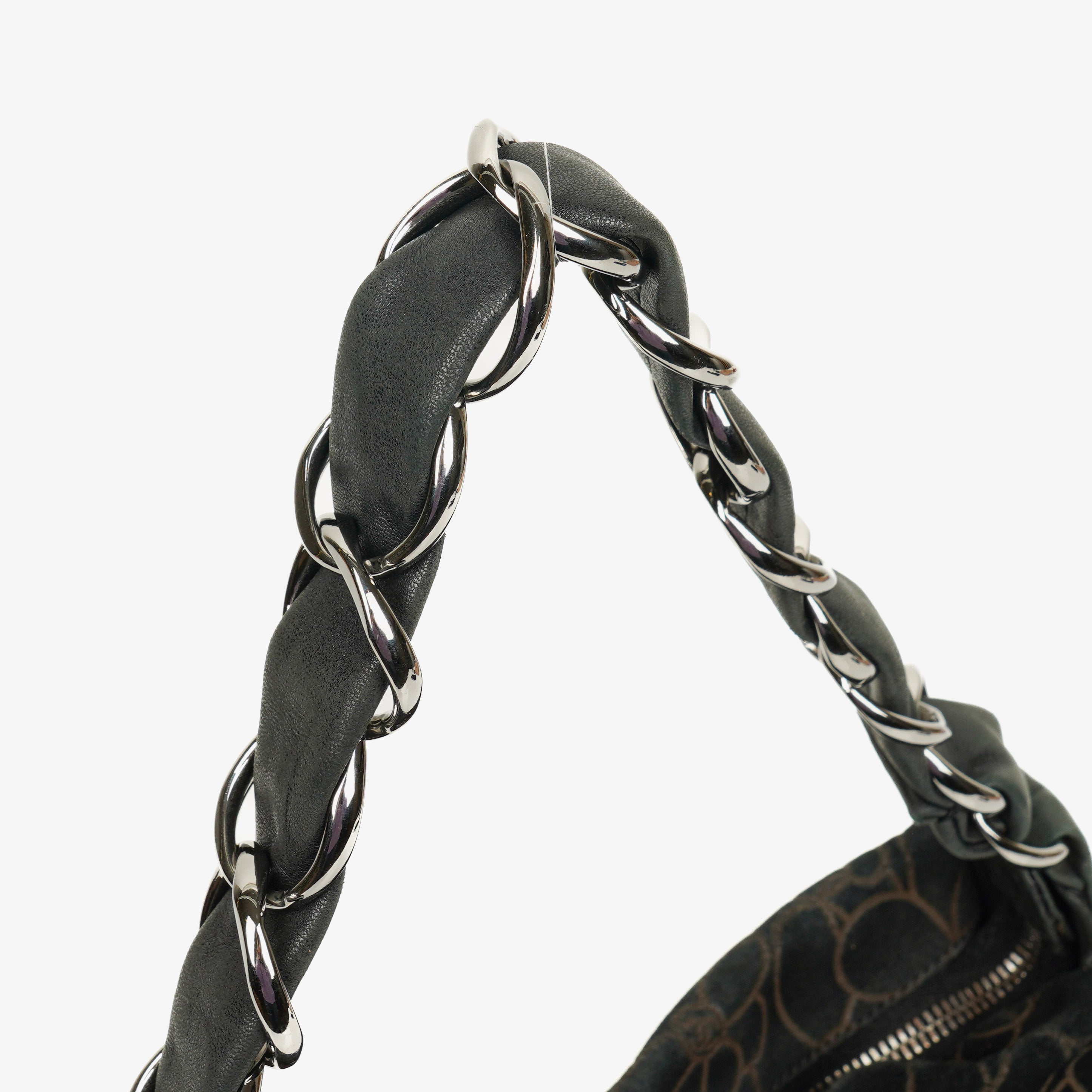 Chanel Camellia Ketten-Prägung Wildleder Schultertasche