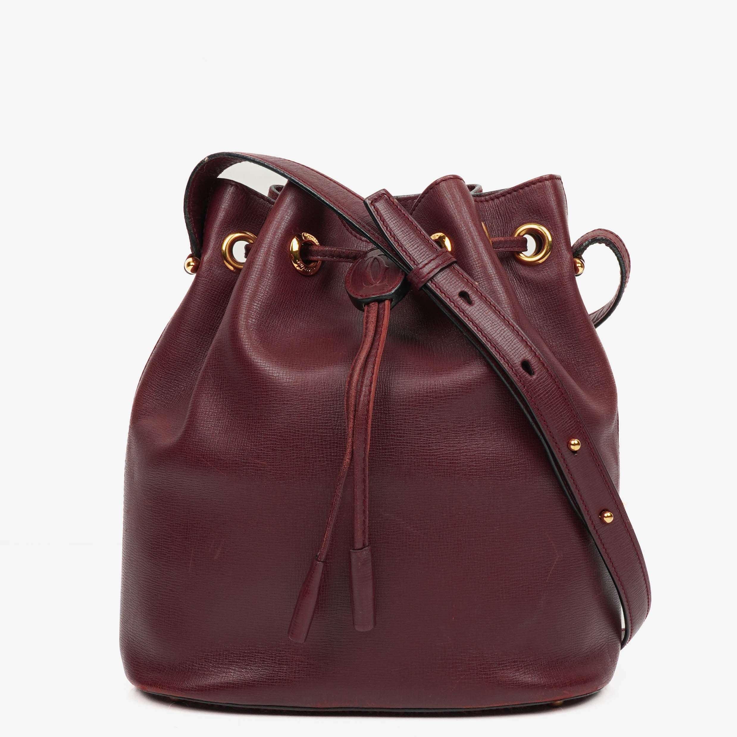 Cartier Must De Cartier Burgundy Leather Small Bucket Bag