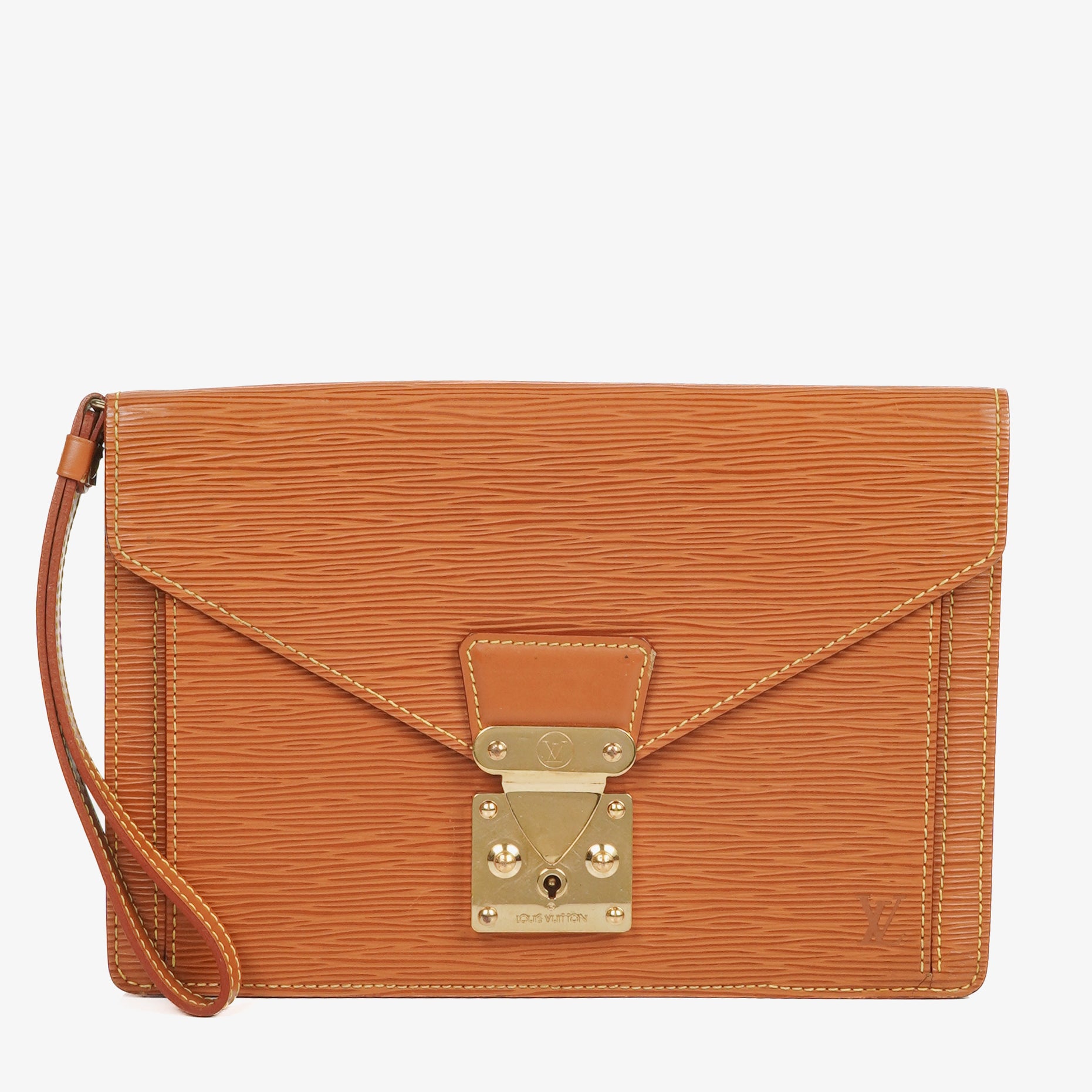 Louis Vuitton Pochette Sellier Dragonne Cognac Epi Clutch