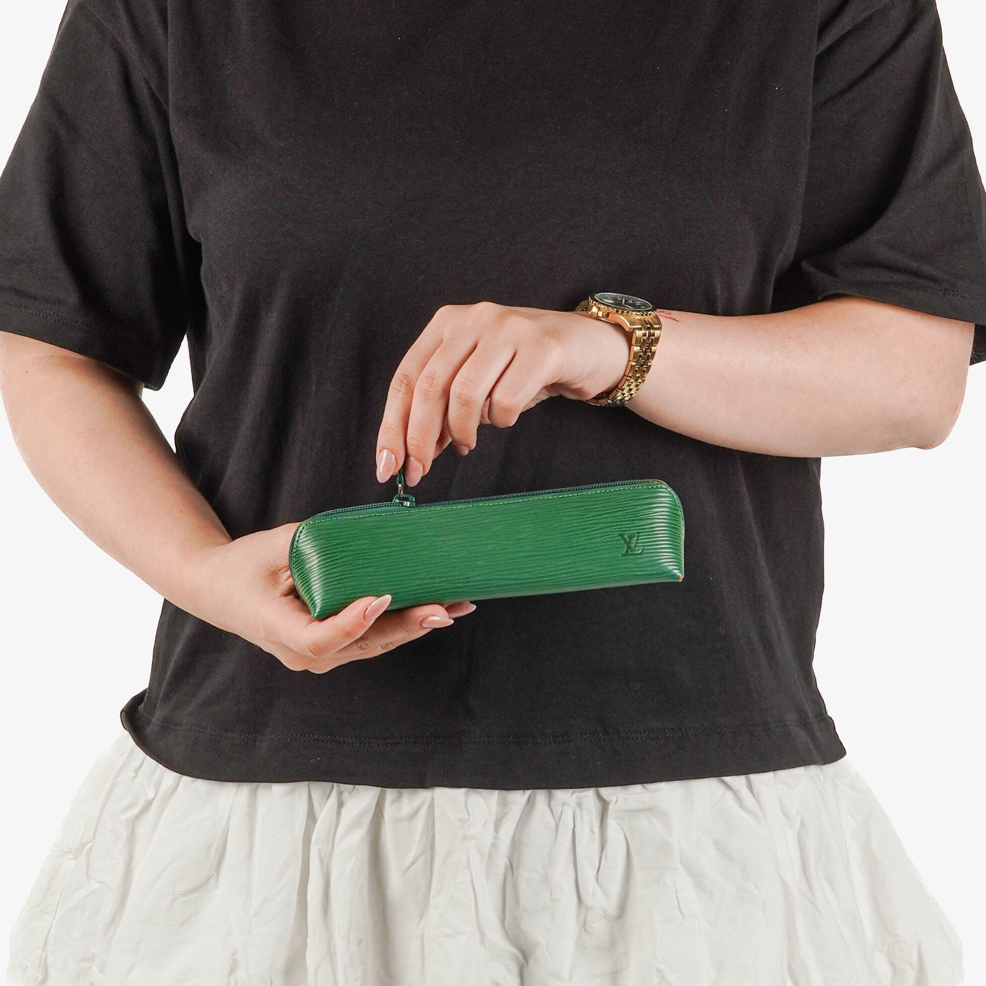 Louis Vuitton Green EPI Leather Pencil Case
