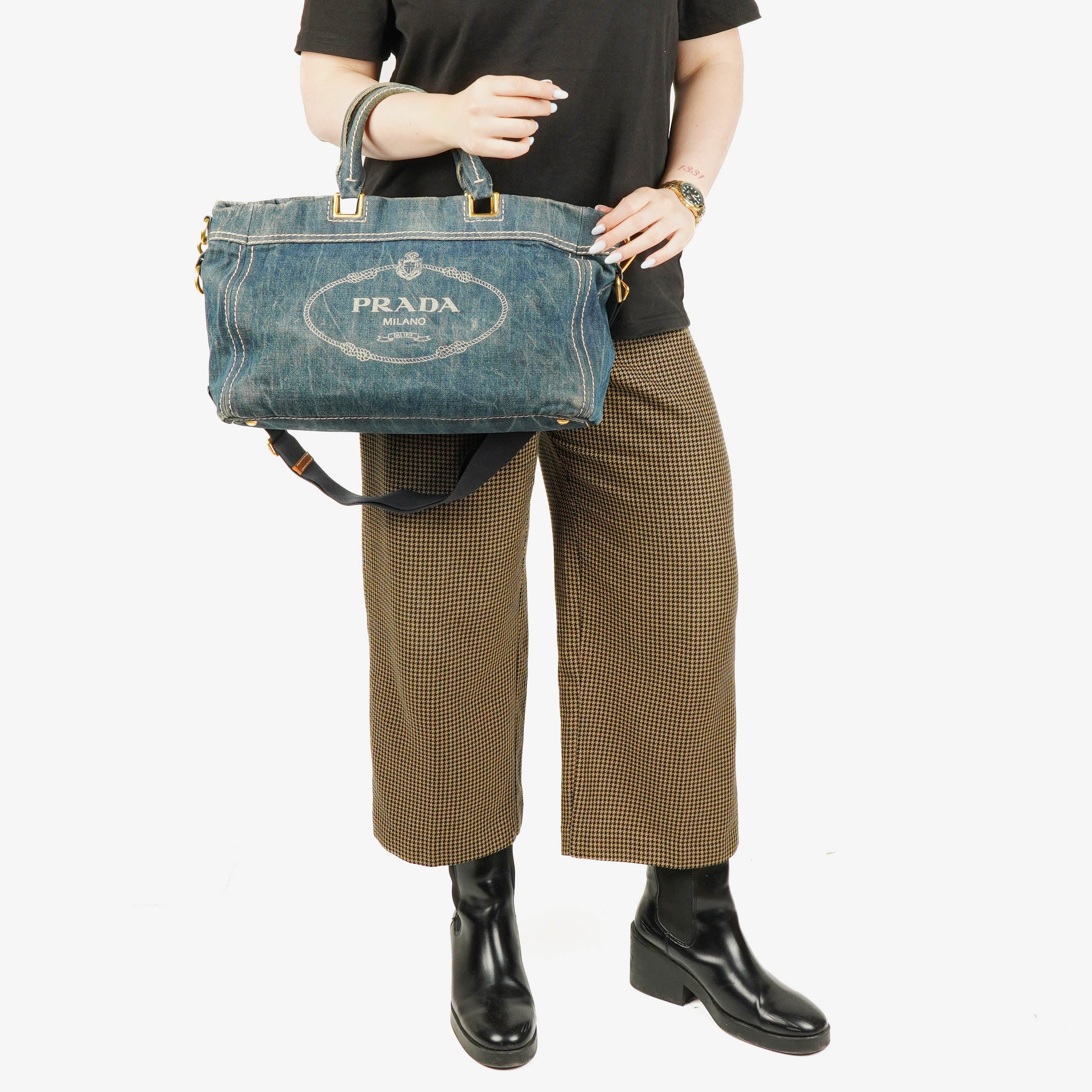 Prada Denim Canapa Tote Bag